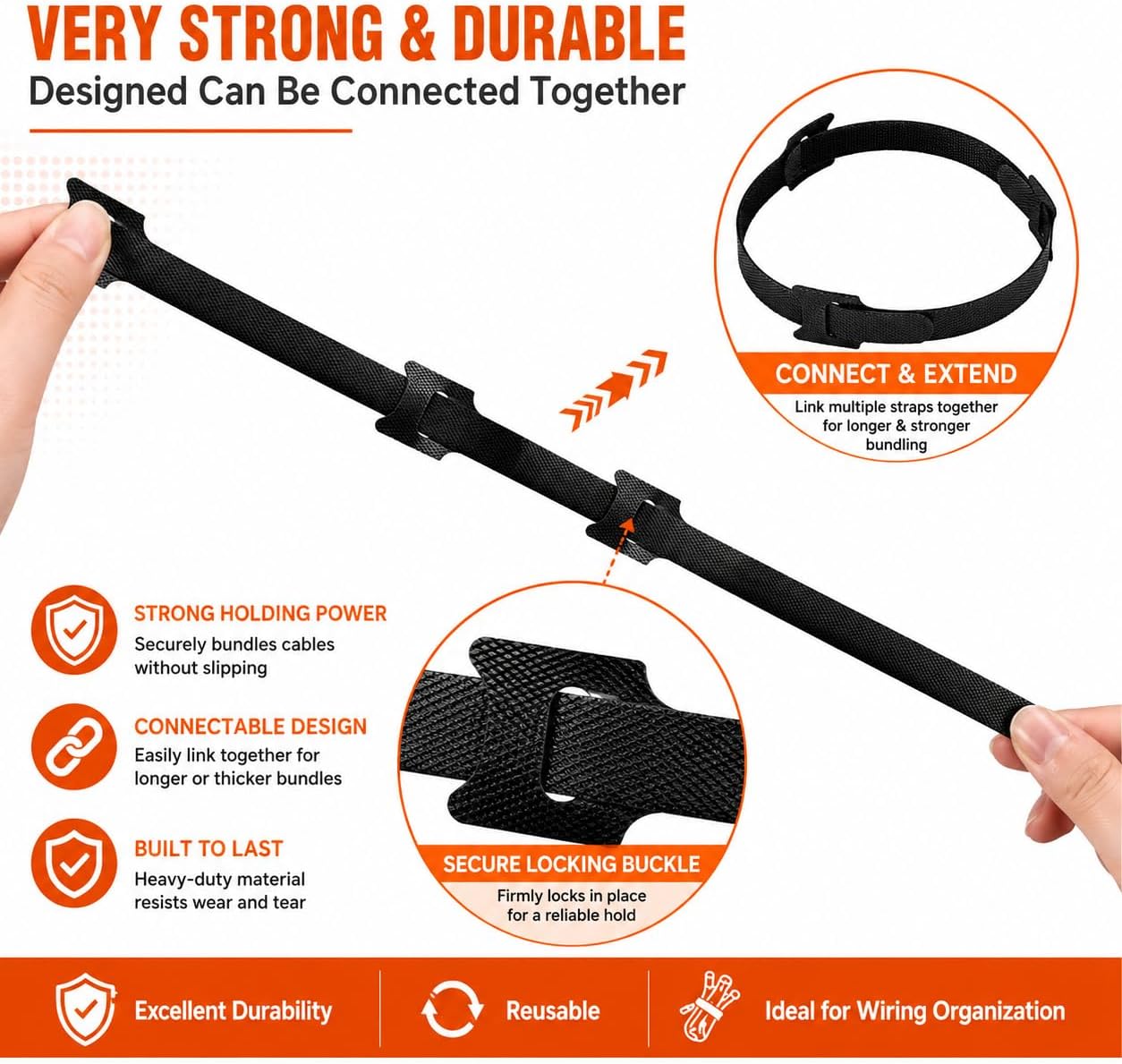 Cable Management Straps, Reusable Adjustable Cord Organizer image 2