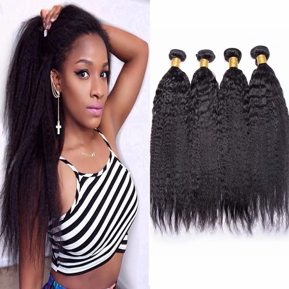Maxine 9A 100% unprocessed Yaki Straight Wave Hair Extensions Weft Weave Natural Black Color 3 Bundles Virgin Remy Human Hair Mixed Length 100g/pcs(18 20 22 inch)