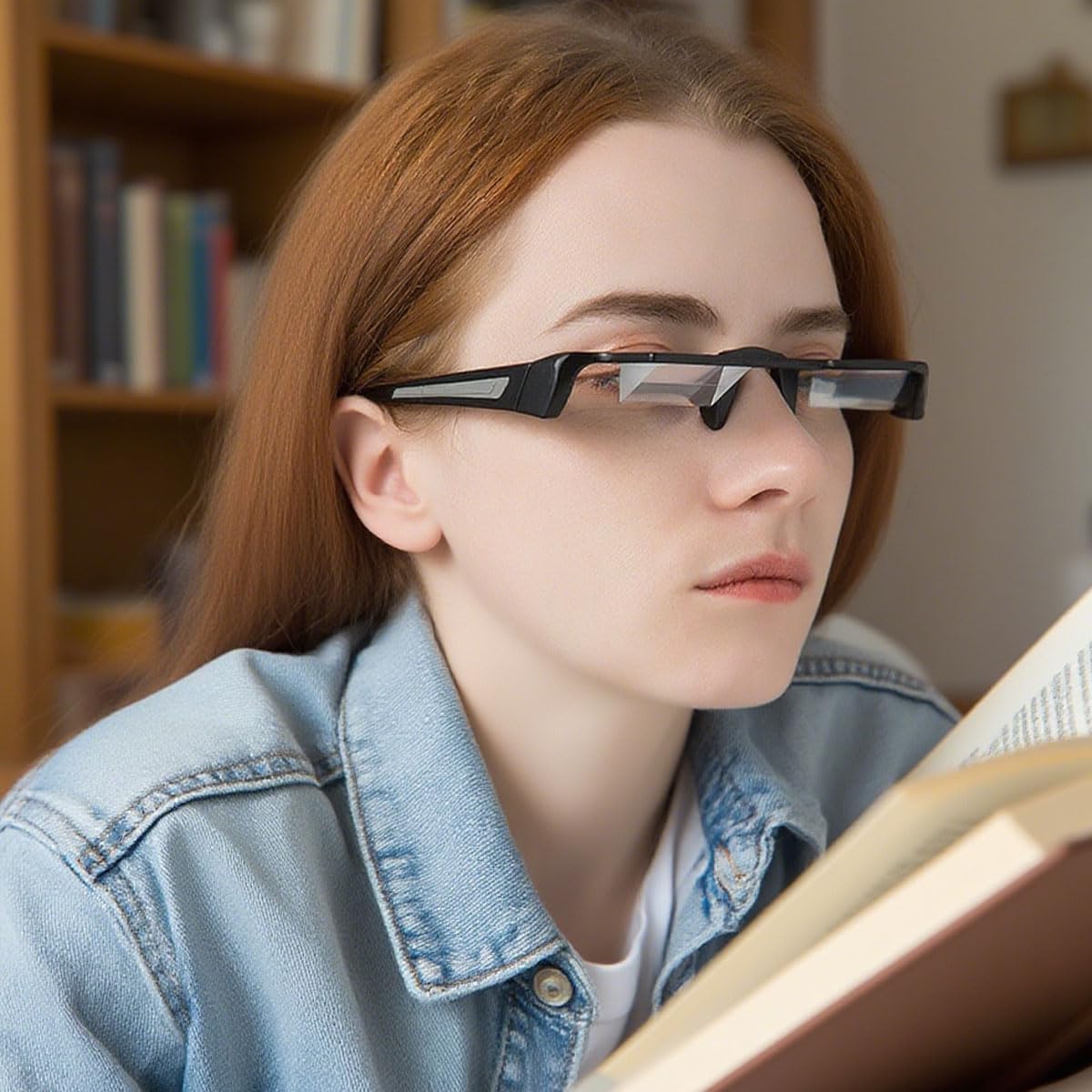 GERUI Lekkie okulary pryzmatyczne do łóżka, leniwe okulary, lekkie okulary lustrzane, poziomo leżące okulary do czytania 90°, okulary pryzmatyczne do leżenia, czytania i oglądania telewizji/oglądania