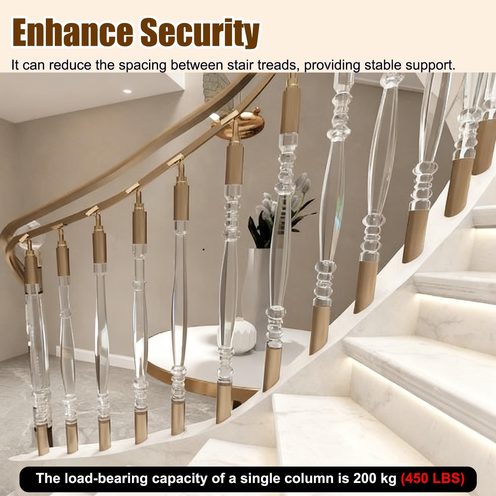 Balaustre de escalera de bola de cristal para pasamanos de escalera transparente, kit de poste de barandilla para remodelación del hogar y balaustrada decorativa