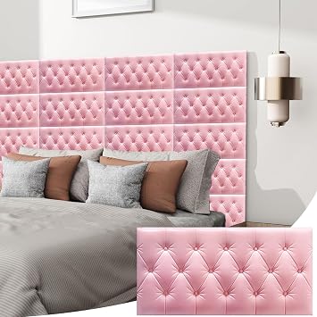 Peel and Stick Upholstered Headboard, 3D Anti-Collision Self-Adhesive Wall Panels, Wall Mounted Headboard for Wall Decor 8PCS