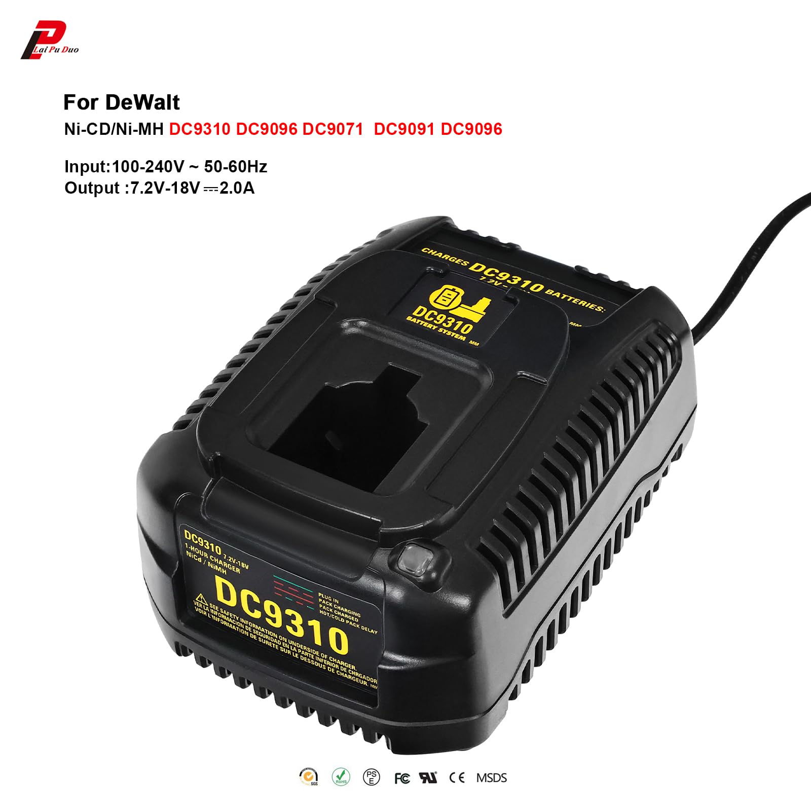 Rápido Cargador de Batería para Dewalt DC9310 Cargador 7.2V-18V NI-CD NI-MH DW9057 DC9071 DC9091 DC9096 Batería