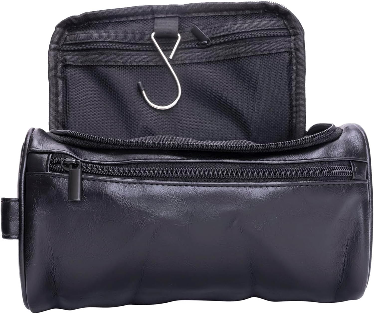 Mad Man メンズ トラベル ドップキット ブラック フェイクレザー トイレタリーバッグ 複数のポケット付き - 防水 シェービ