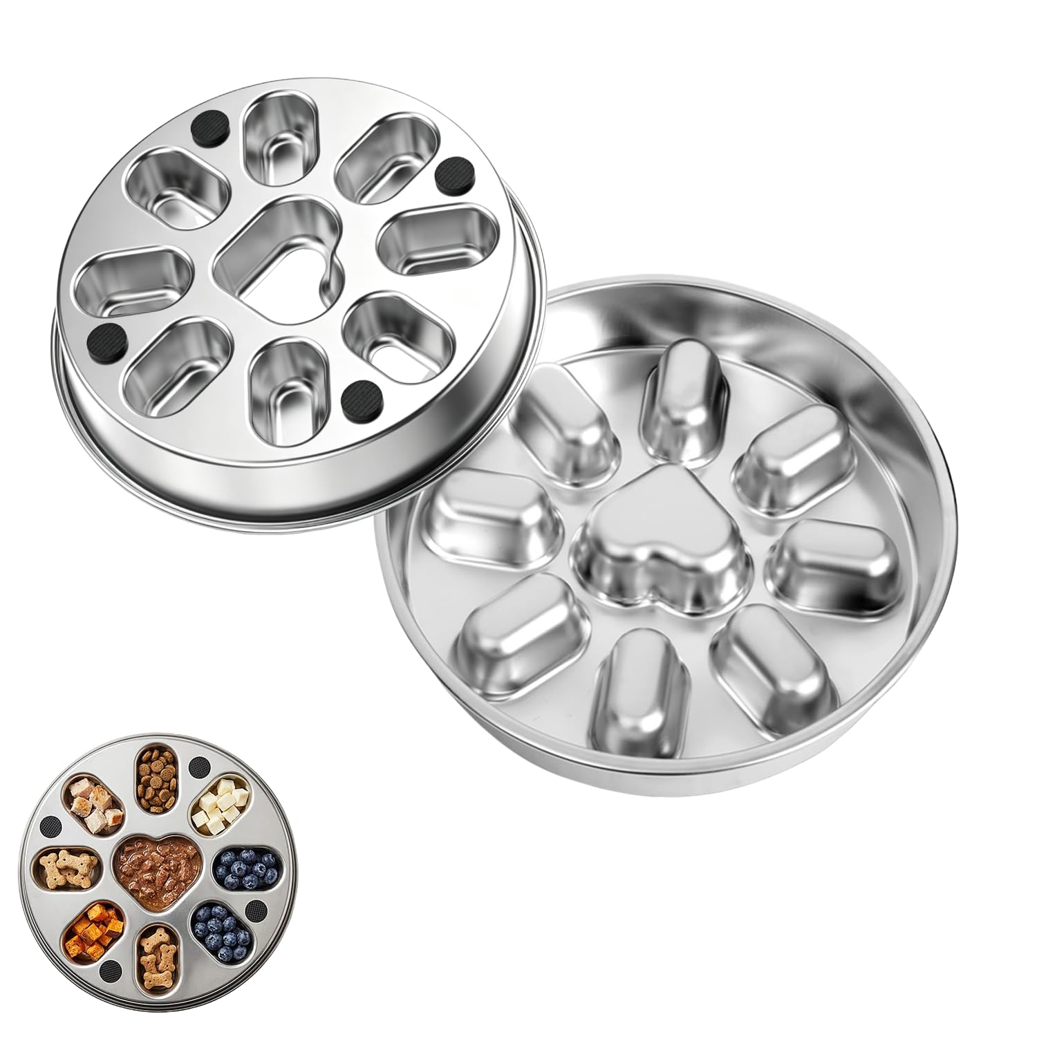 Ciotola Per Cani In Acciaio Inox 304, Slow-Eating Bowl Per Cani Gatti, Ciotole Cane Slow Feeder, Alimentatore Quotidiano Adatto Per Gatti e Cani, Con Cuscino Antiscivolo, 23 Cm