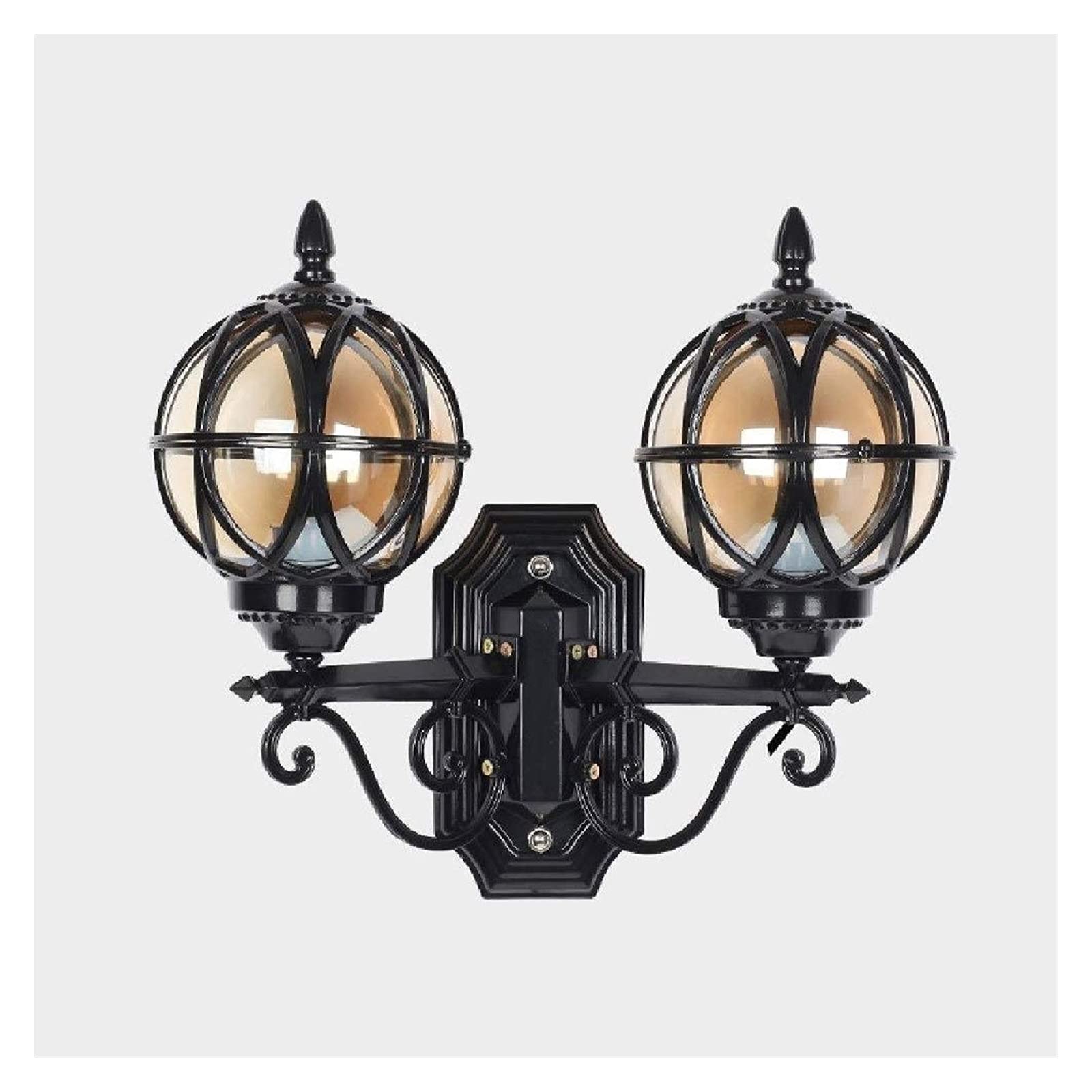 ZTCHSENZT Wall Lamp External Glass Lantern 2-Heads E27 Waterproof Outdoor Wall Light Antique Aluminum Metal Sconce Victoria Villa Courtyard Corridor Garden Illumination,Bronze