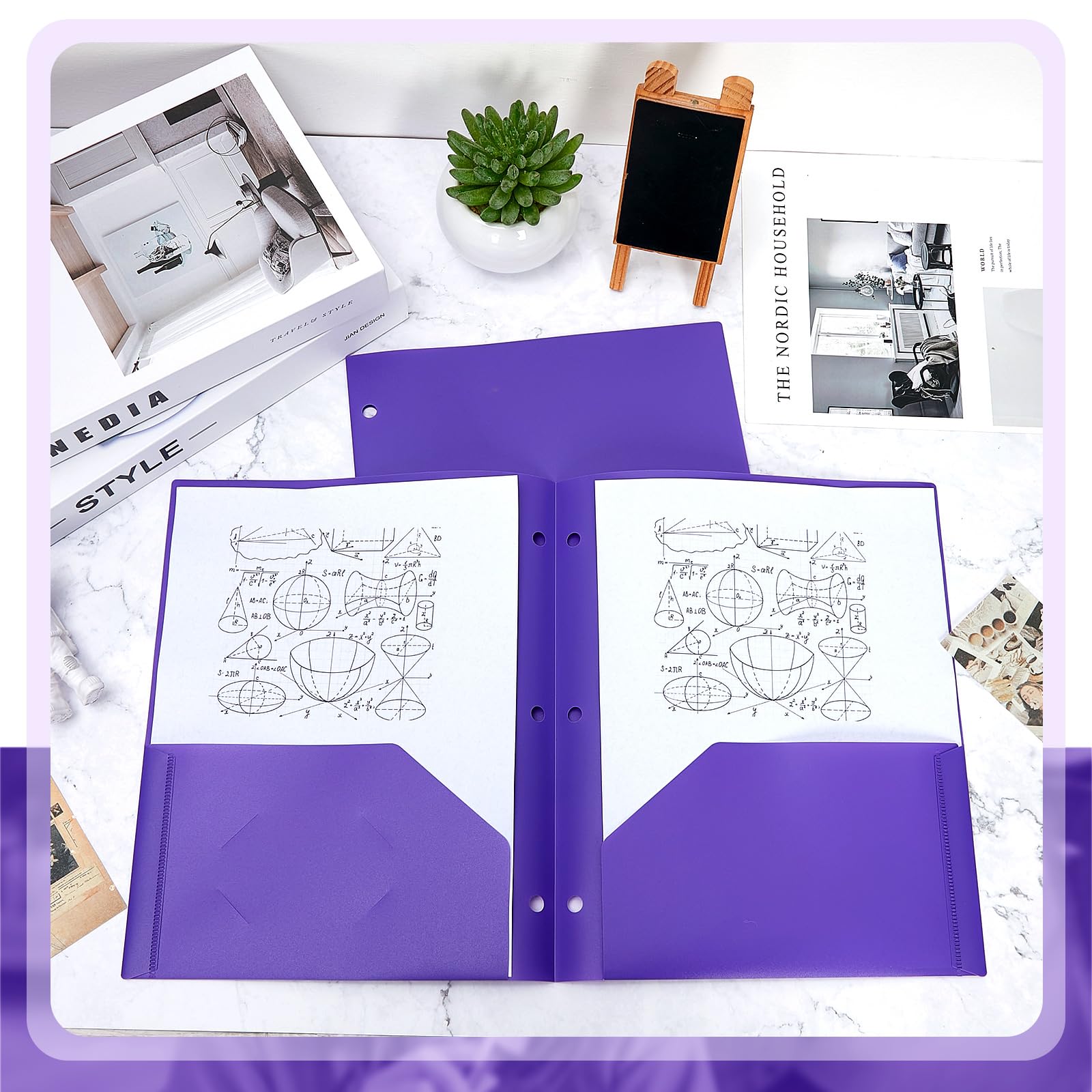 18 Pack 2 Pocket Folders With 3 Holes - Heavy Duty Plastic For School & Office | Letter Size - View #5