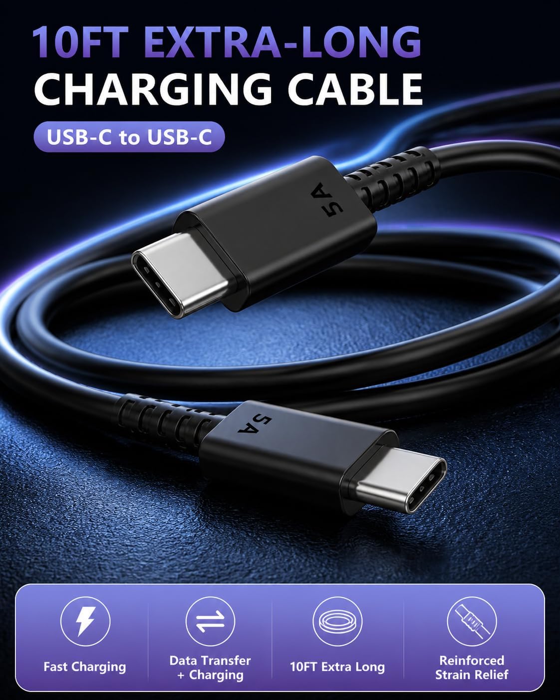 2Pack 60W USB C Super Fast Charger 10FT Type-C Android iPhone Fast Charging image 3