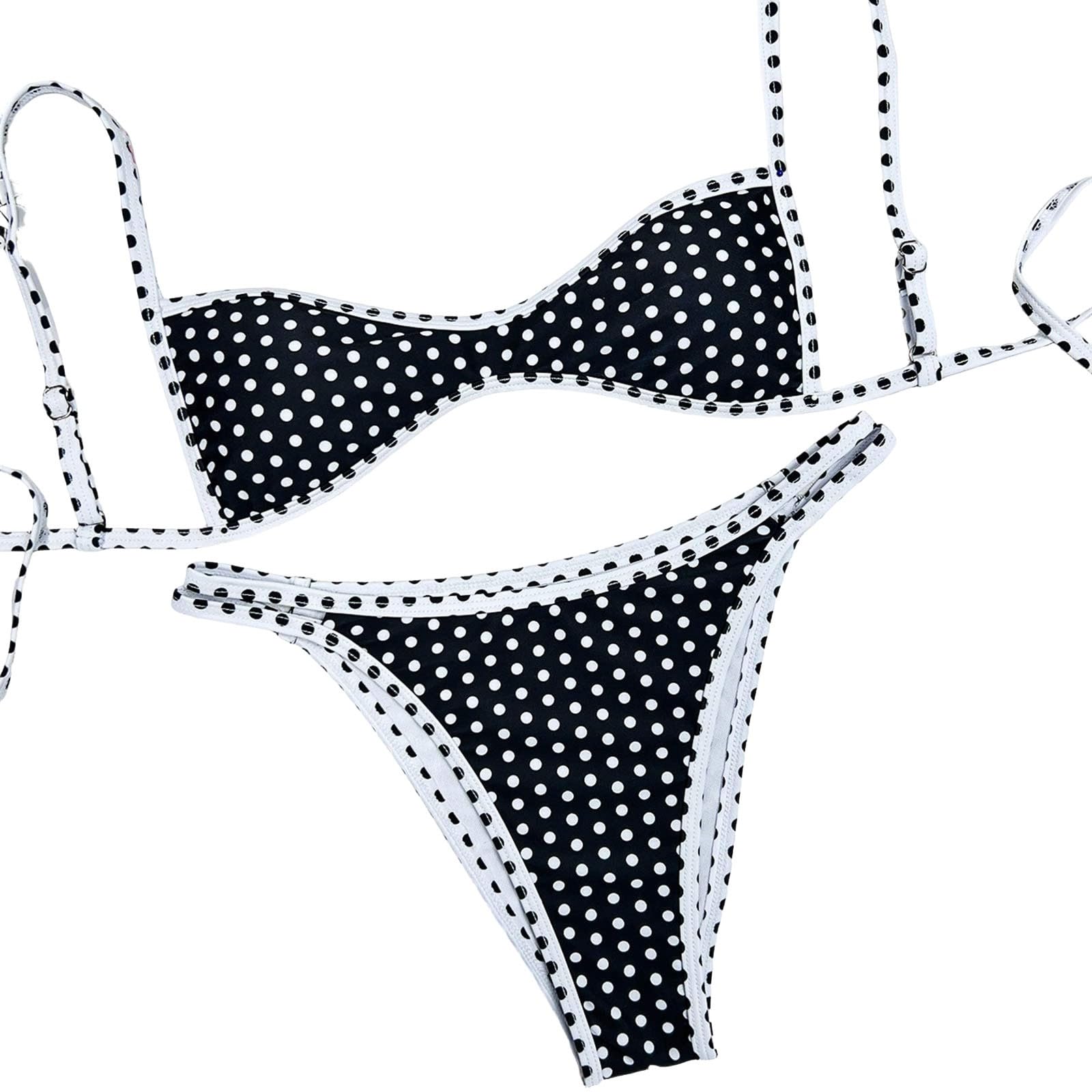 Bikini bandeau sans bretelles avec liens Maillot de bain deux pièces dos nu Noir XS