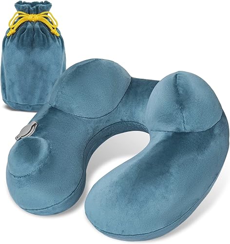 Miniatura 1 de Almohada de viaje para el cuello almohada de viaje autoinflable para dormir avión tren de automóvil oficina almohada de siesta en forma de U con