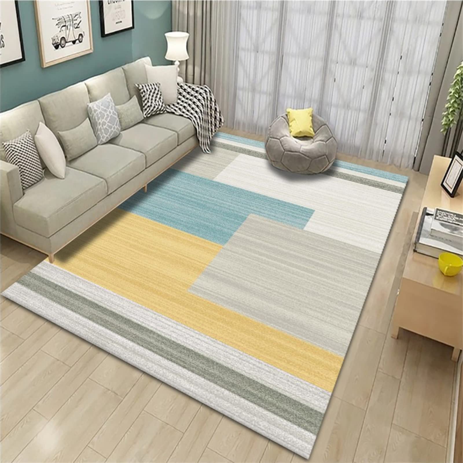 Tapis pour salon moderne multicolore géométrique au tissage doux 60x120cm