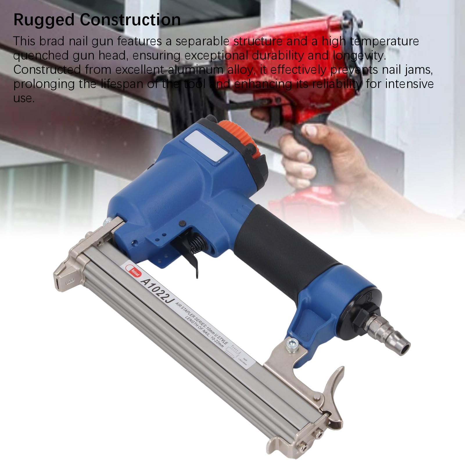 Clavadora Brad Neumática Robusta con Fijación Segura, Pistola de Clavos de Aire de 10-22 Mm con Capacidad de 100 Piezas para Proyectos de Renovación
