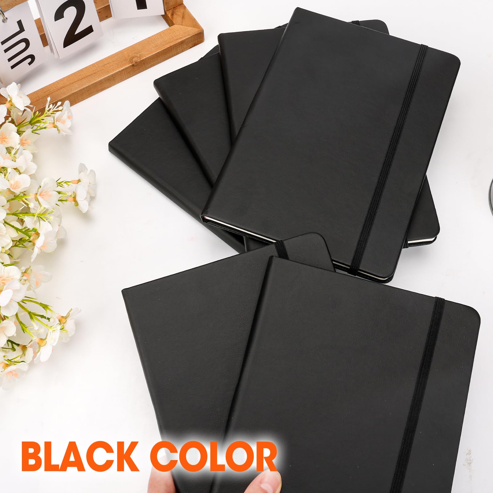 Confezione da 8 quaderni a righe per lavoro, formato A5, copertina rigida (14 x 21,1 cm), nero, 136 pagine, a righe, per scrivere, prendere appunti, lavoro, scuola casa