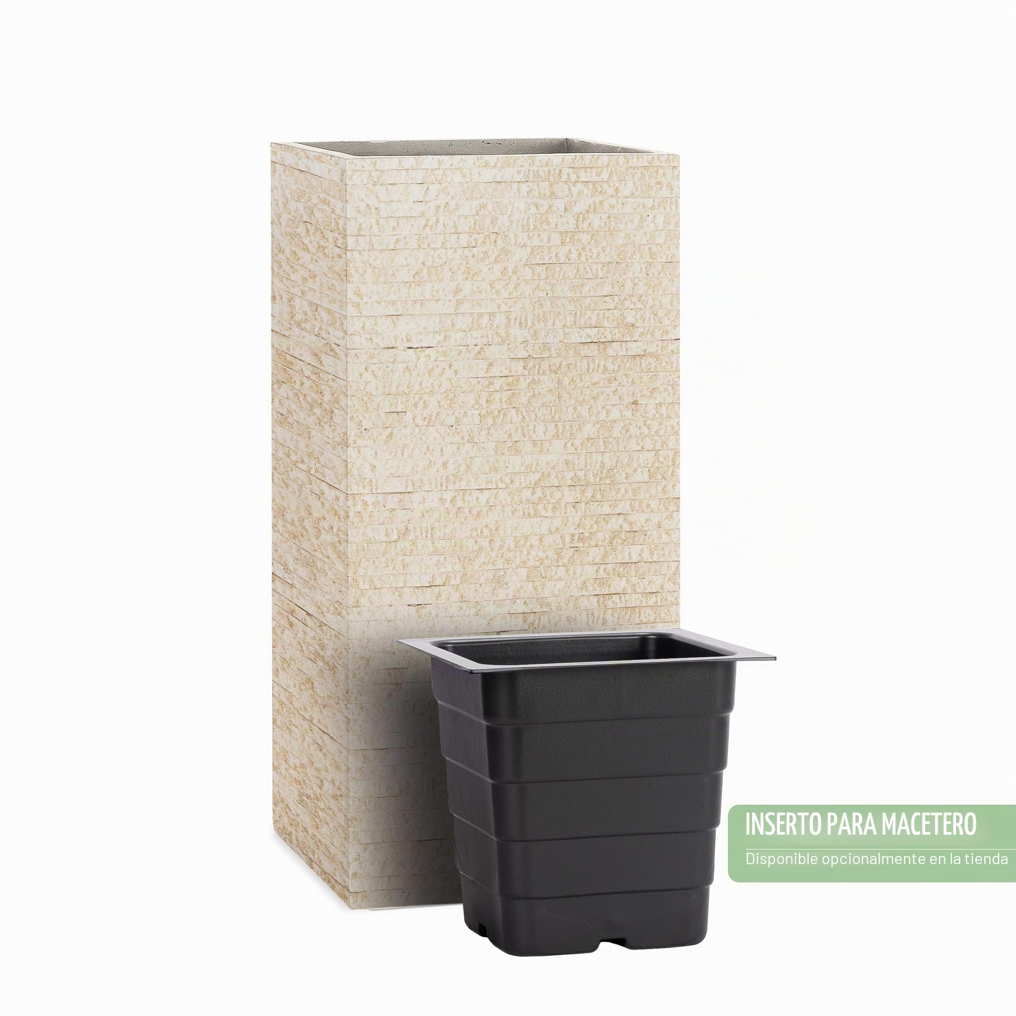 Pflanzwerk® Jardinera Fibra de Vidrio Tower Antiguo Arena 60x28x28cm *Maceta a Prueba de heladas* *Protección UV* *Calidad Europeo*