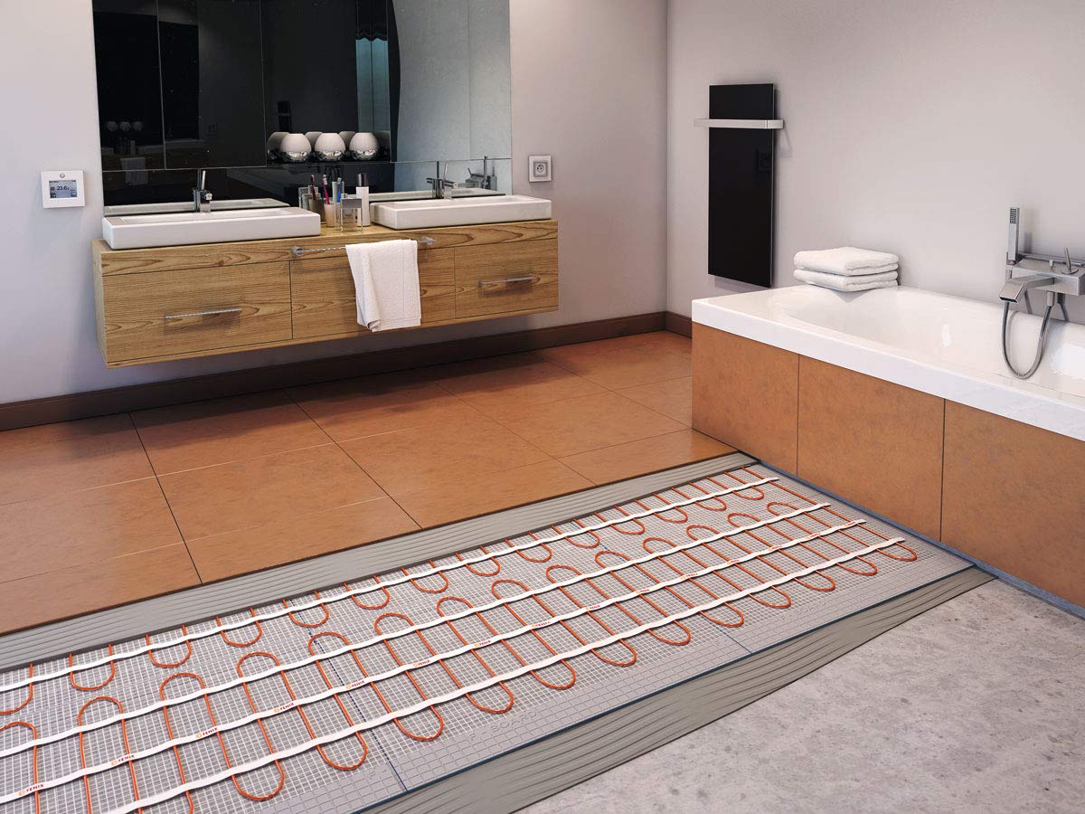 Komplett-Set elektrische Fußbodenheizung SunPro 160 für Fliesen, Naturstein mit Thermostat RT-60 Wlan (5 m² - 0,5 x 10 m)