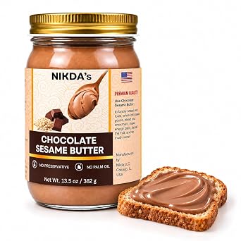 Nikdas Chocolate Sesame Butter Spread, Nut-Free, No Palm Oil,13.5 oz