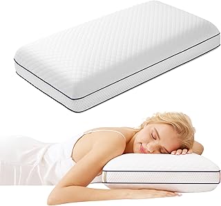 Gel Memory Foam Kissen, Orthopädisches Kissen für Seitenschläfer, Ergonomisches Kopfkissen mit abnehmbarem und Bezug, Kopfkissen Nackenschmerzen,60x40x10cm