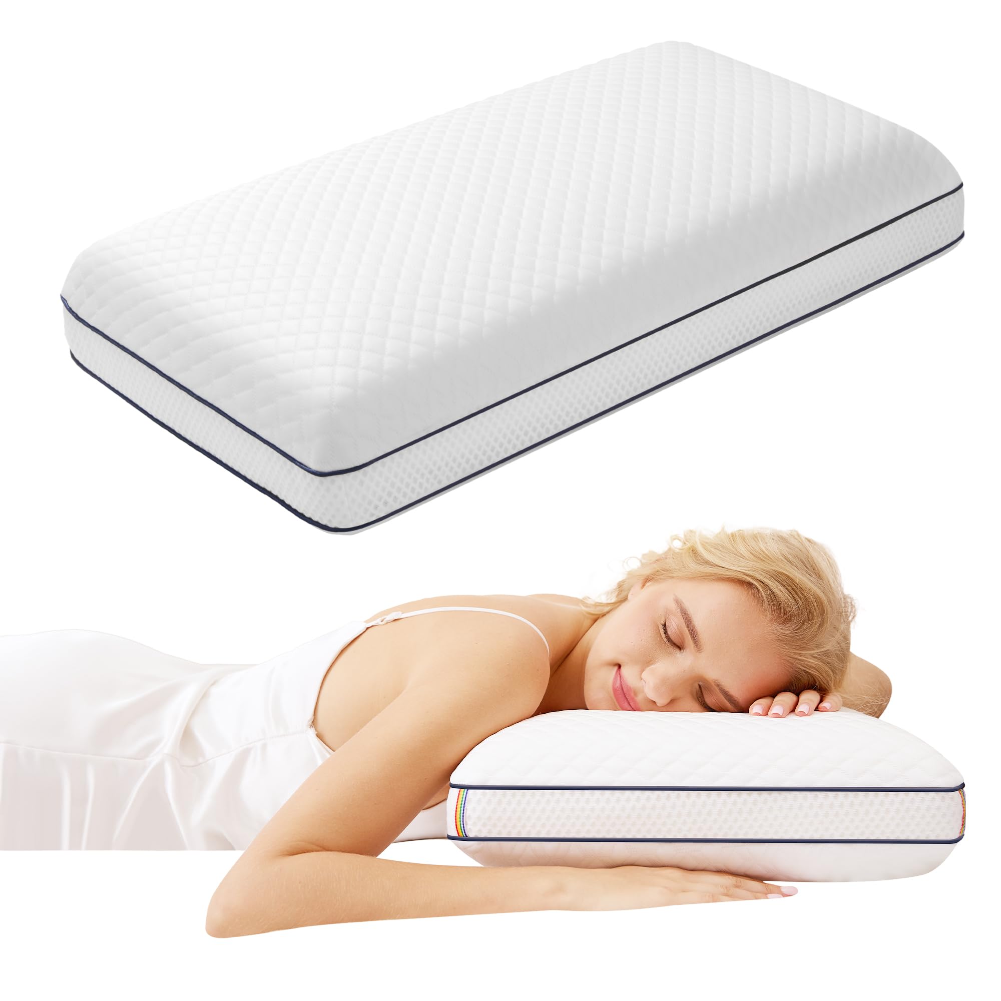 Memory Foam Pillow, Cooling Gel Pillows for Neck and Shoulder Pain, Ergonomic Pillow for S...