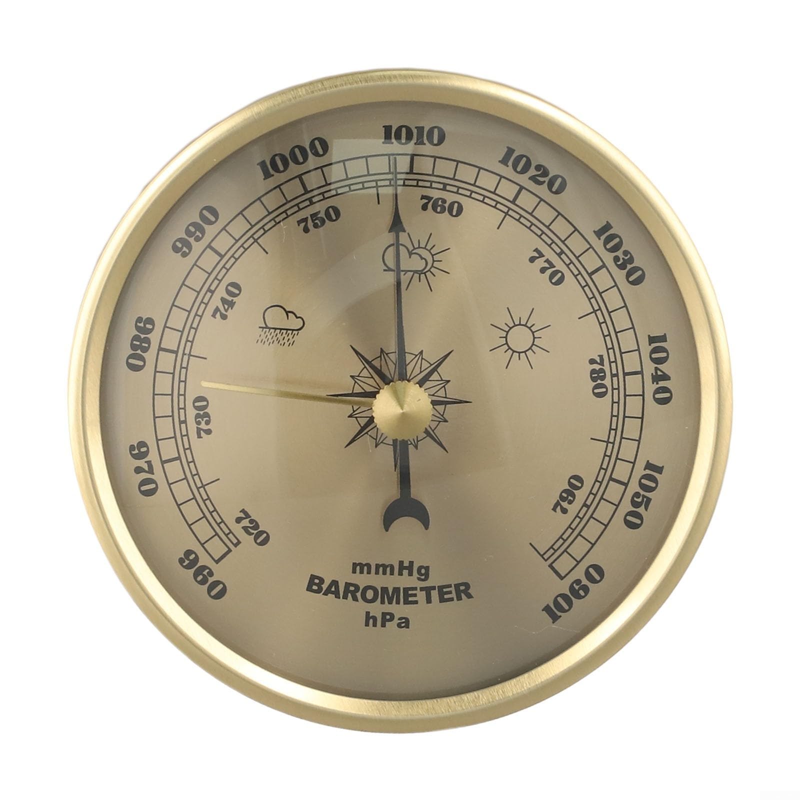 Multi-functional Dial Type Barometer with Thermometer Hygrometer Weather Station Wall Hanging Gold 90mm Diameter