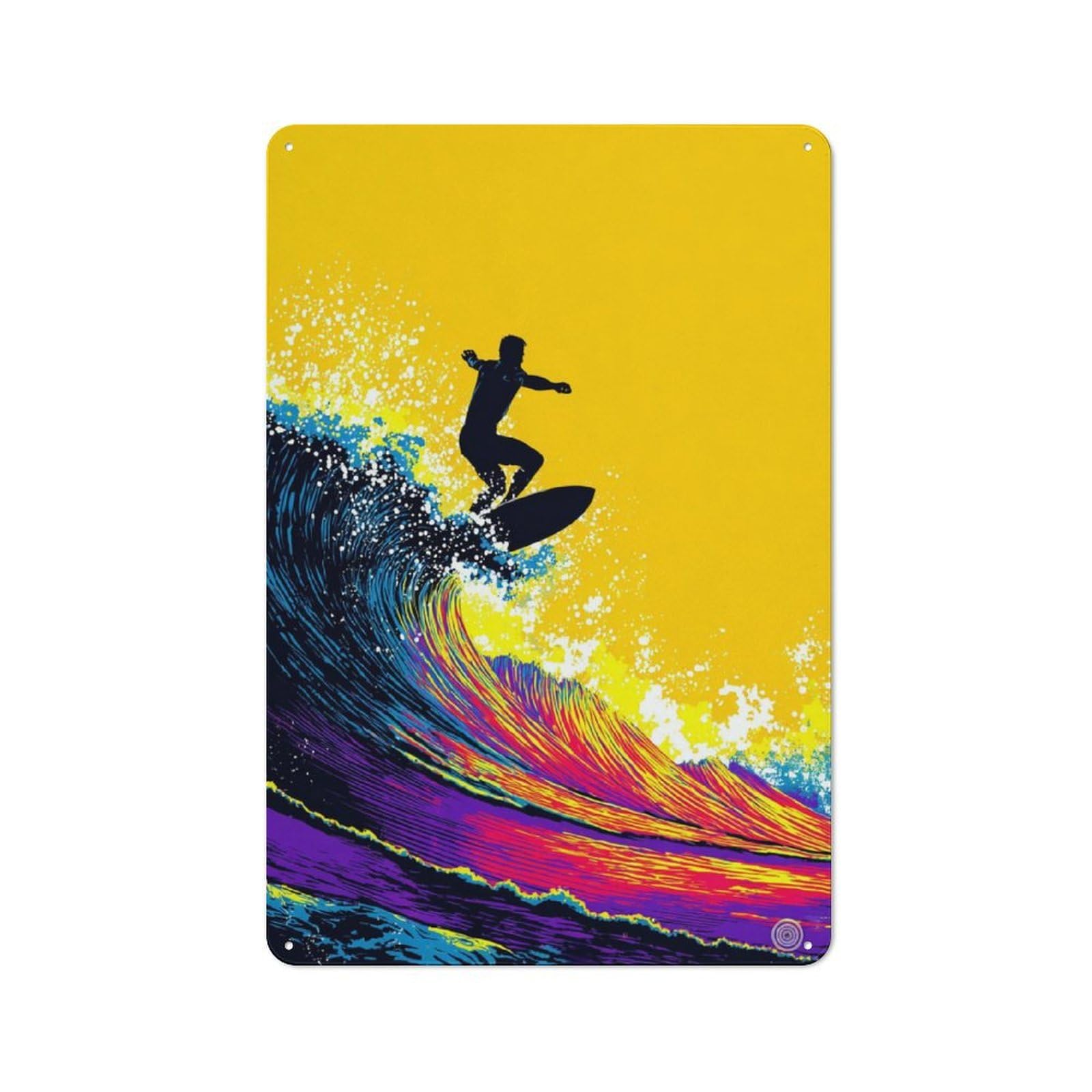 Junmoney Surfing Wave Adventure For Garden Room Or Summerhouse, Rustic Tin Sign 30X20cm, Wall Decor For Garden Rooms And Summerhouses