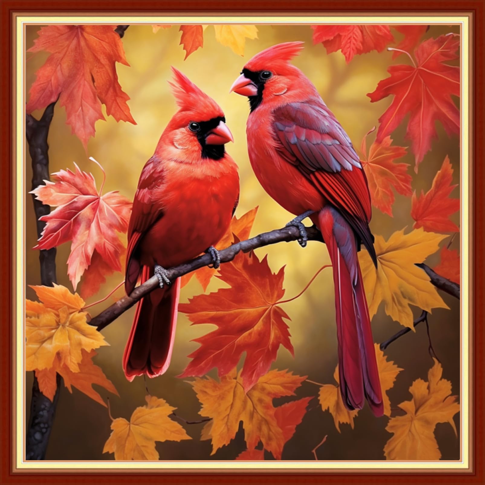 Findvoor Stamped Cross Stitch Kits for Beginners Full Range of Cross Stitching Embroidery Pattern for Adults, 11CT DIY Needlepoint Embroidery Starter Kits-Parrot Maple Tree 17.7x17.7 inch