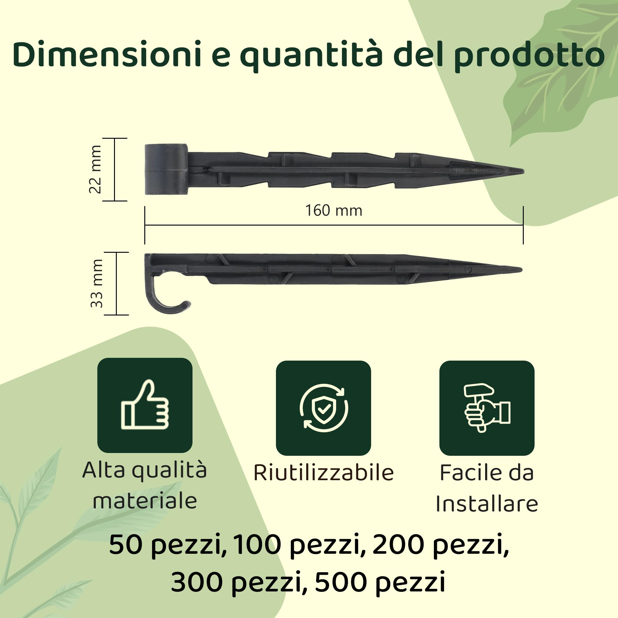 GARDENIX Ancoraggio per tubo da giardino, 50 pezzi – Ancoraggio di fissaggio per tubo antigoccia, irrigazione picchetto – Ø 16 mm – Tubo di perla, forcella stabile e infrangibile, lunga durata,