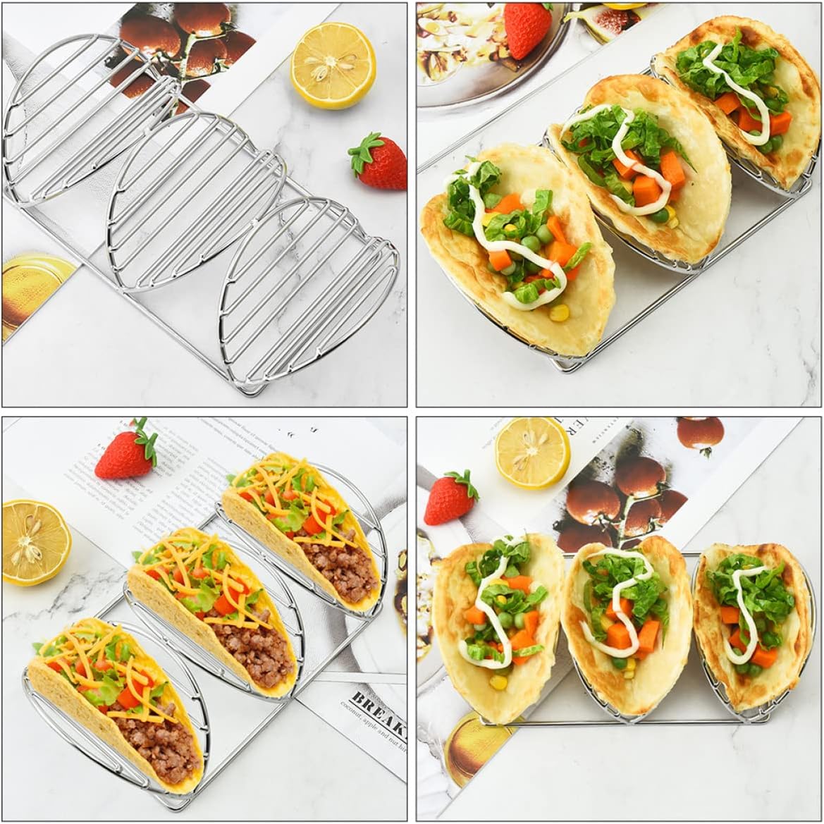 Holders Heart Home Wave Cm* cm* cm Shaped Mexican Stand Silver Burritos Household Pie Baking Dish Tray Plate Chicken Holds to Mexico Metal Tacos Parties Steel Kitchen Love Stand (Color : Silver