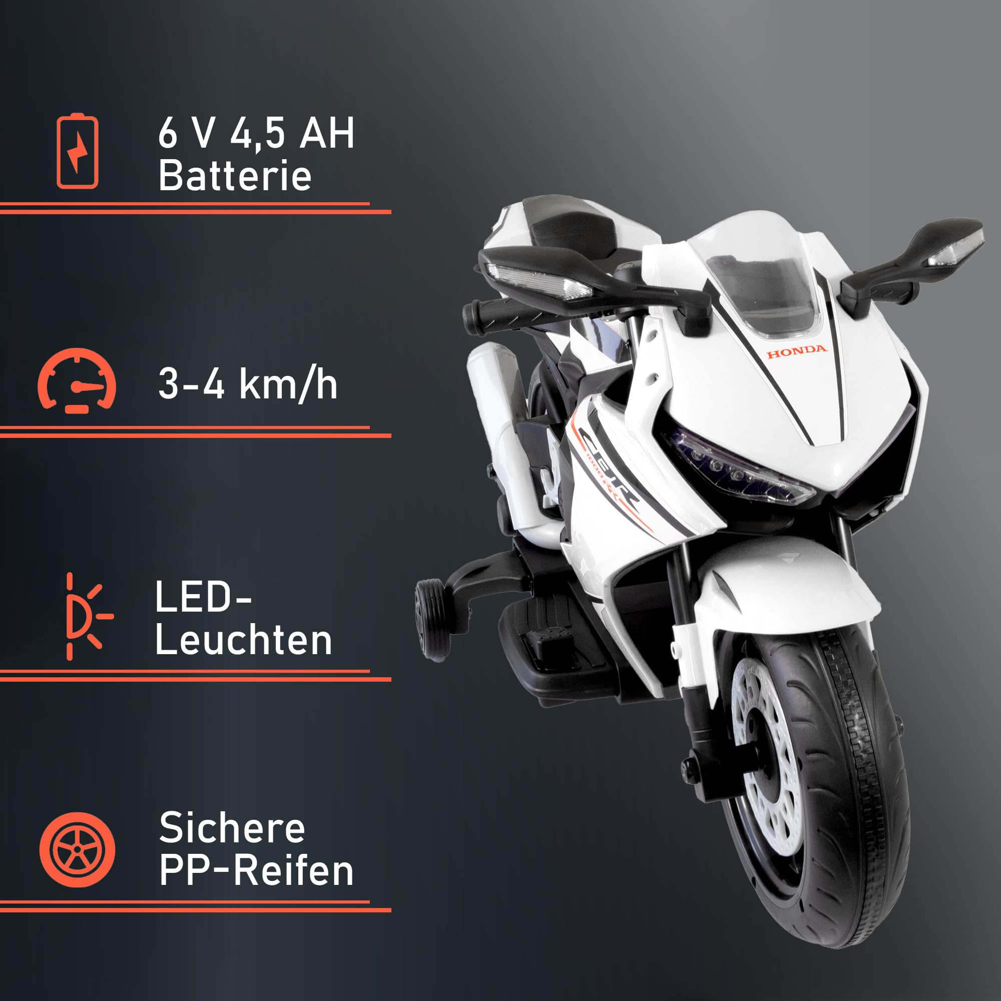 LEMODO Elektro-Motorrad mit Licht und Sound | Kindermotorrad mit abnehmbaren Stützrädern | Elektro Motorrad mit Vorwärts- und Rückwärtsgang | Elektromotorrad für Kinder