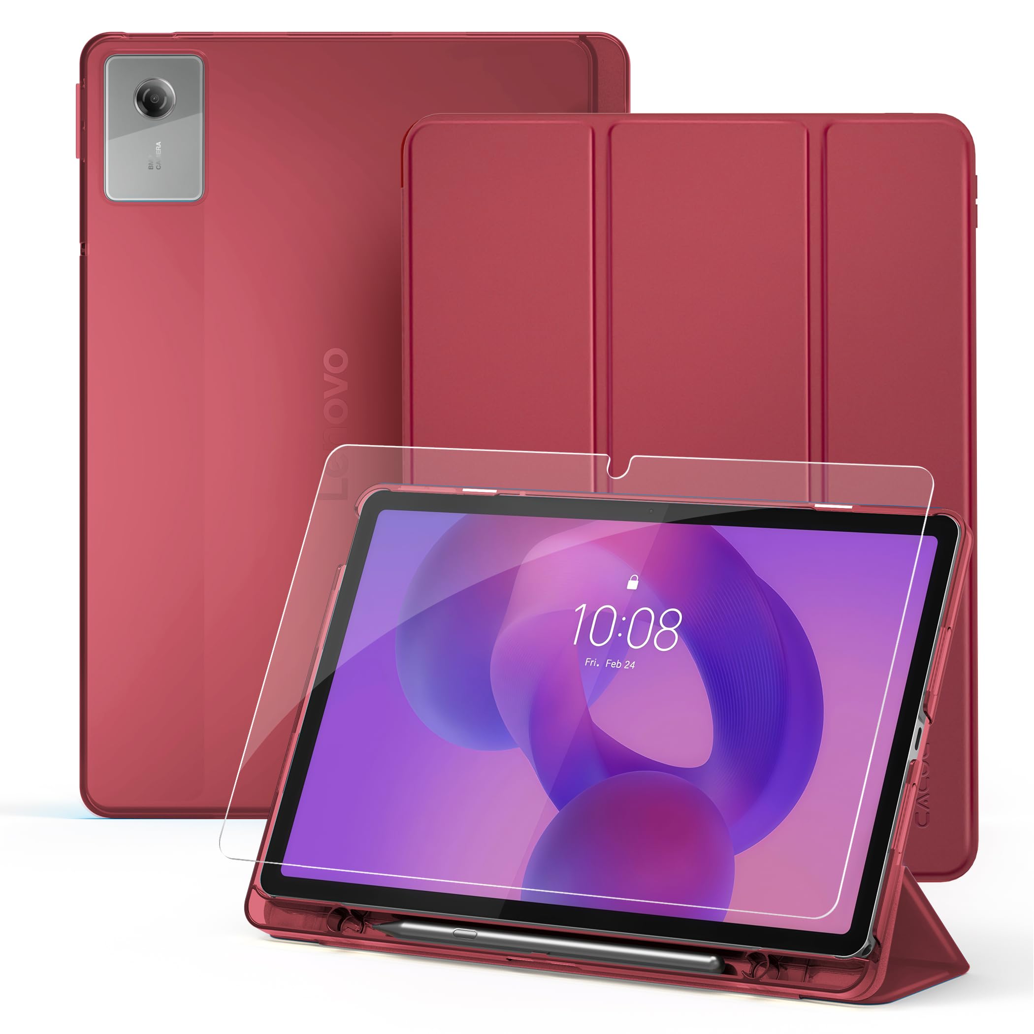 CACOE Funda para Lenovo Idea Tab de 11 pulgadas 2025 con película protectora - Ultra delgada con función de soporte, funda de piel sintética delgada, negra — view 14