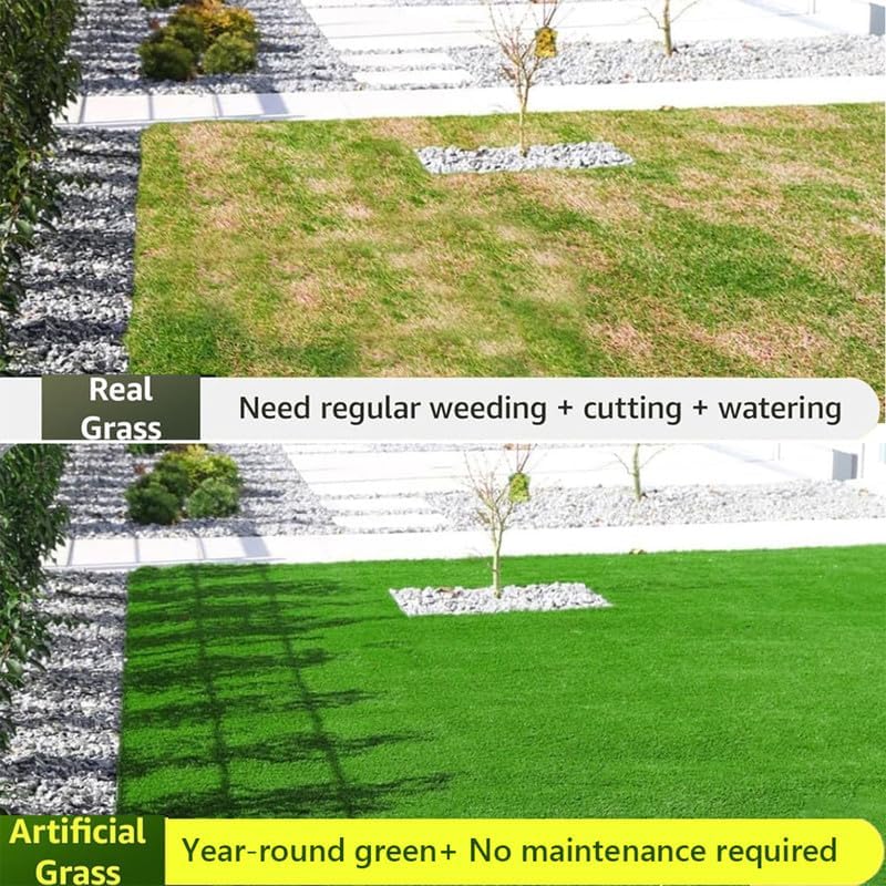 Artificial Grass Rug Outdoor Indoor 2FTX7FT Fake Grass Carpet Green Synthetic Grass Pet Turf TPR Soft Backing Grass Rug with Drain Holes for Garden Lawn Landscape Balcony Home Decor Patio