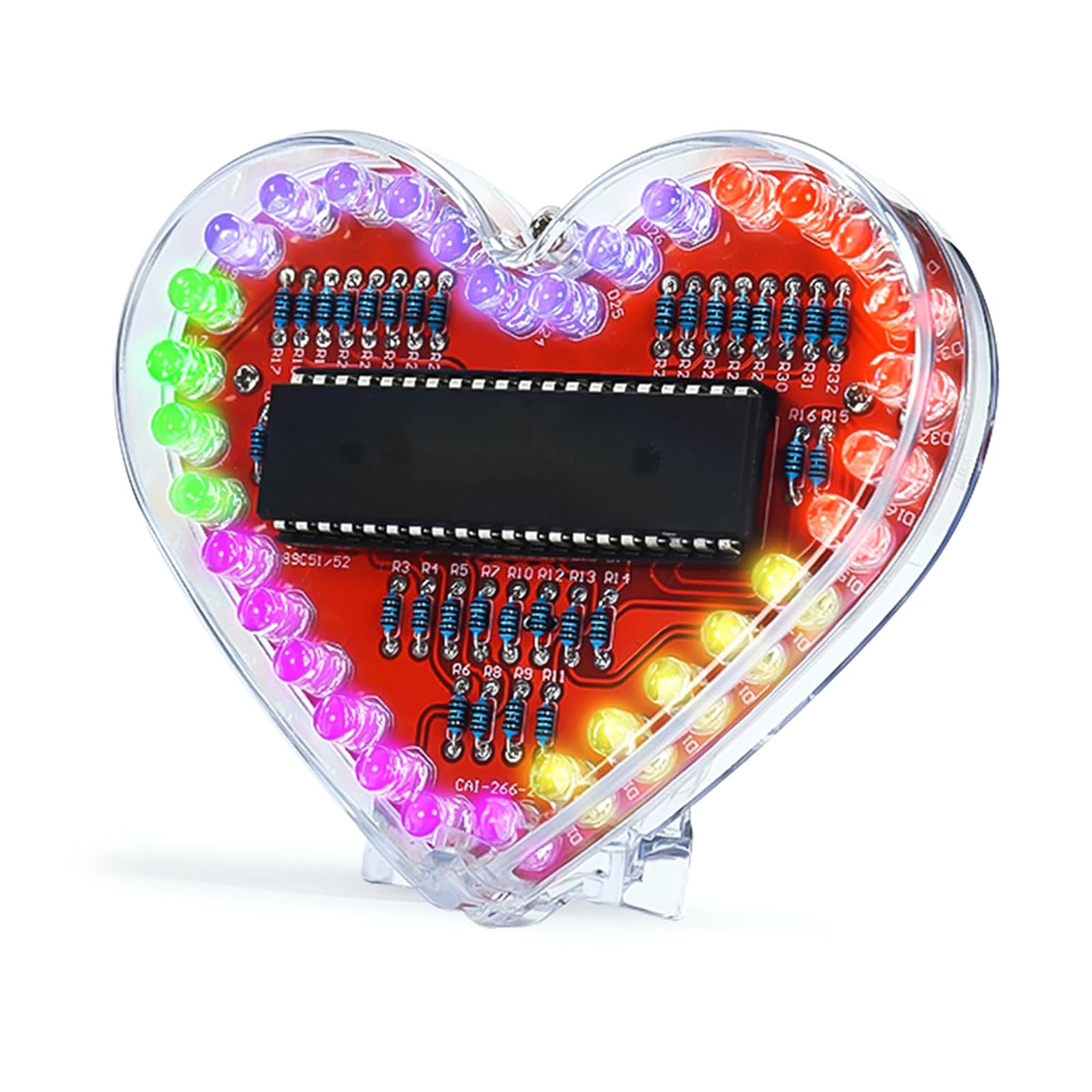 Creative Heart Shaped LED Light Soldering Practice Project Set Educational Electronic Kits for Beginners and Hobbyists Heart Shaped RGBs LED Soldering Project