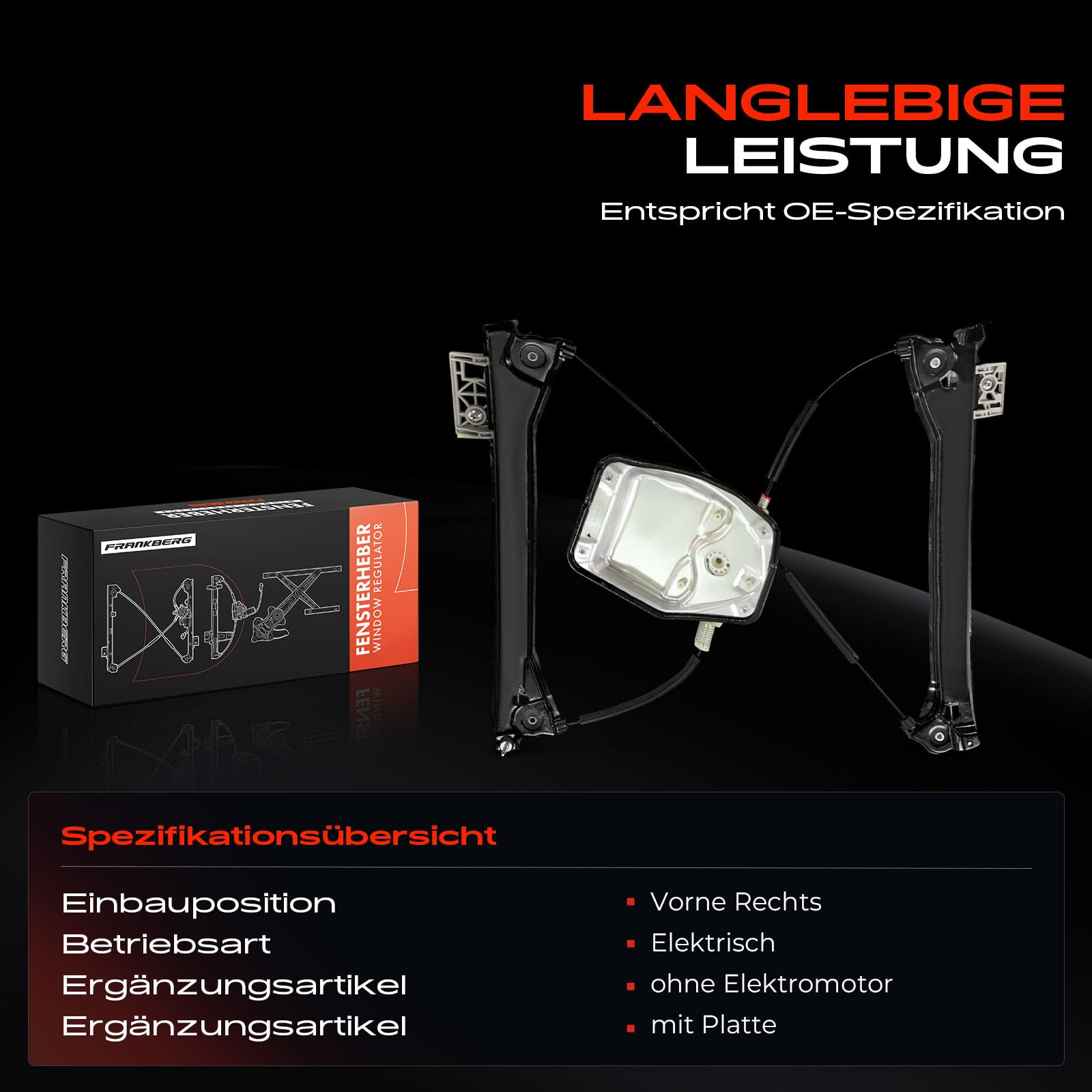 Frankberg # 1Q0837462G Przedni prawy regulator okna kompatybilny z E.O.S 1F7 1F8 1.4 T.S.I 1.6 FSI 2.0 TDI 16V 2.0 TFSI 2006-2015 wymiana kabrioletów