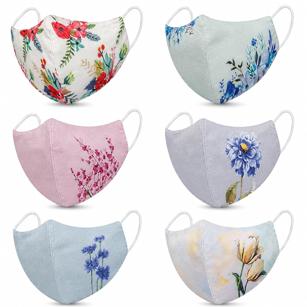 EVERYTHING Fashion Flowers & Plain Soft Washable & Reusable Cotton Masks for Men Women Girls and Boys (Wallpaper - 6)-image-7