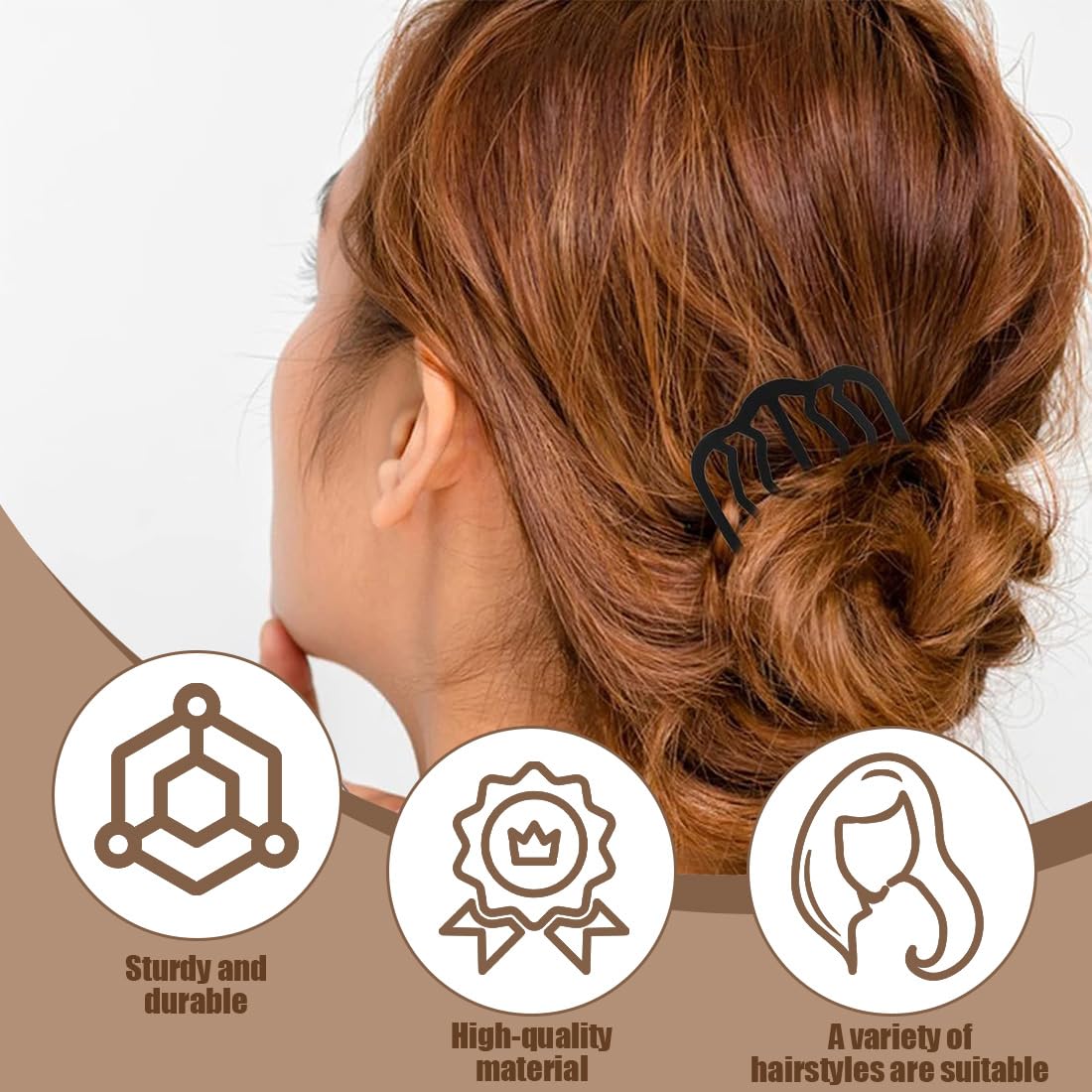 5 Piezas Peine Lateral del Pelo del Metal, Horquillas para el Cabello para Mujer, Peinetas para el Pelo, Peine Lateral, Pasador Francés, Peine de Diapositivas para Mujeres y Niñas, 3 Tamaños