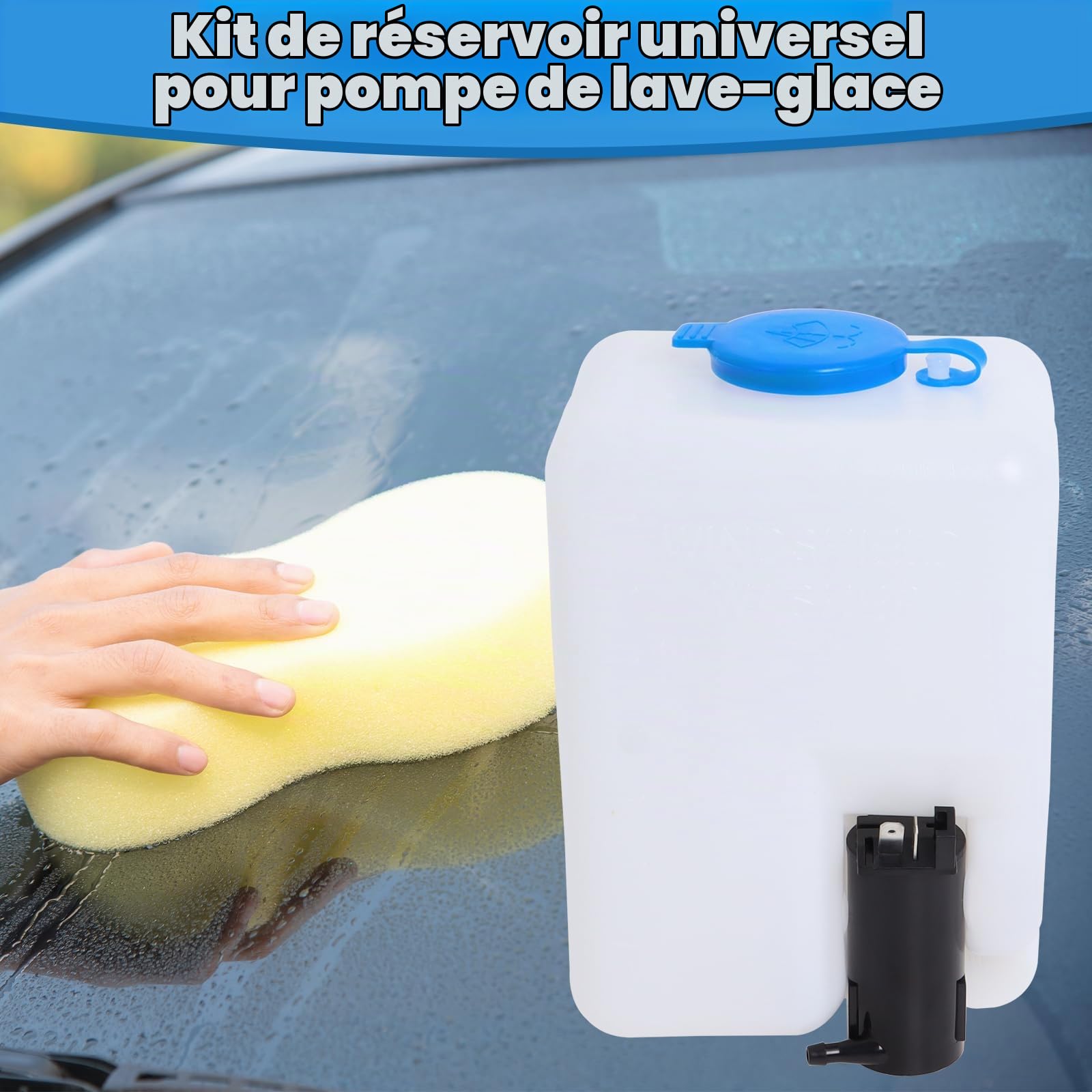 Kit Pompe Lave-Glace 12V 99300, Réservoir Universel pour Voiture | Kit Complet avec Réservoir, Tuyau, Interrupteur et Buses, Adapté aux Voitures, Bateaux et Véhicules Divers