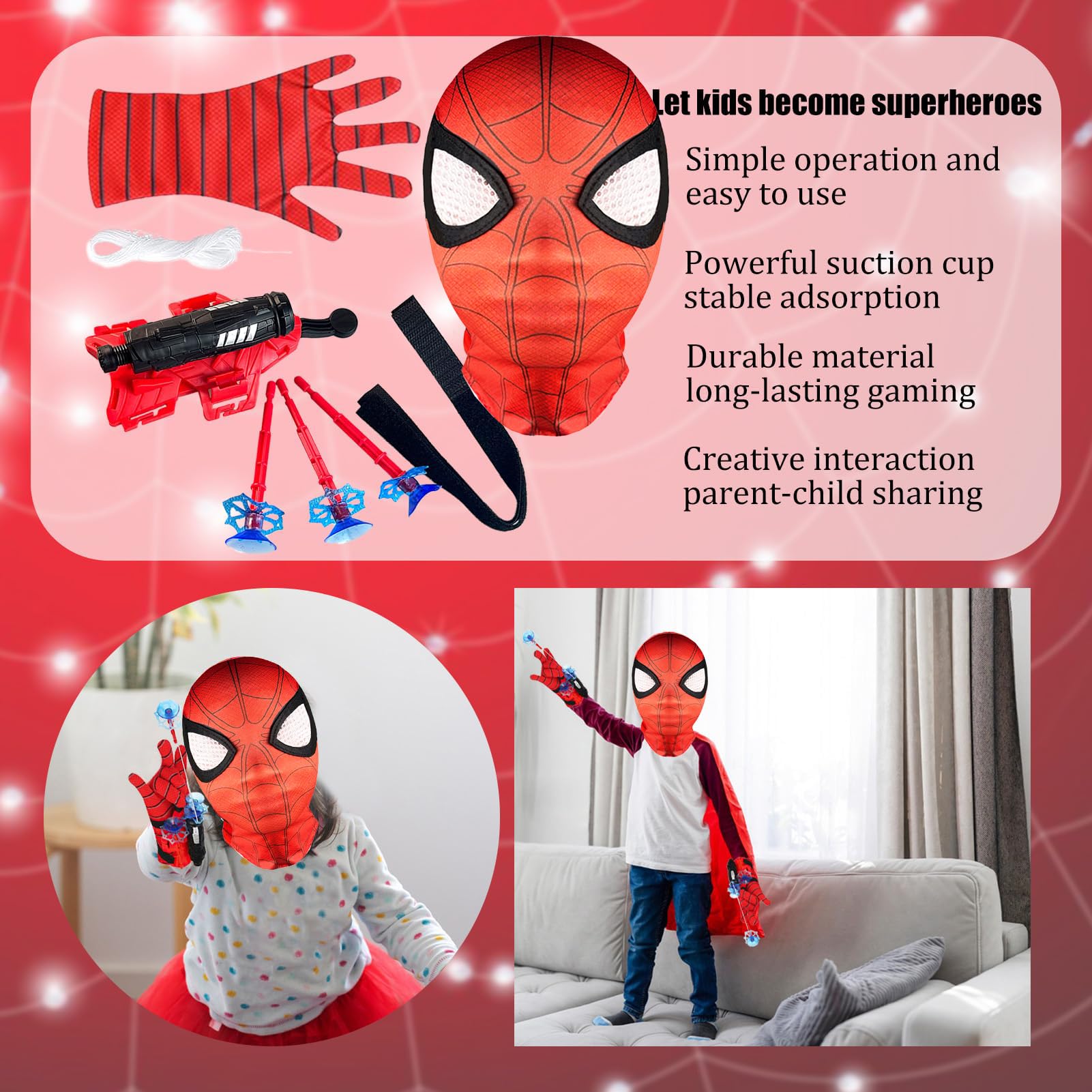 Pack De 2 Guantes Lanzatelarañas Spiderman Con Dardos – Juguete De Rol De Superhéroes Para Niños, Cosplay Y Fiestas