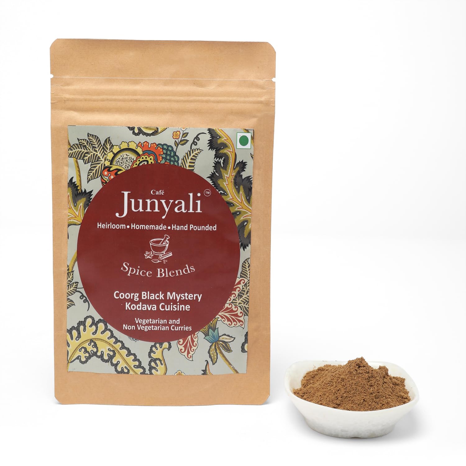 Cafe Junyali Coorg Black Mystery Masala - (50g) Authentic Kodava Cuisine Spice Blend for Veg & Non-Veg Curries - Heirloom, Handmade & Hand-Pounded - Natural Organic Ingredients 2
