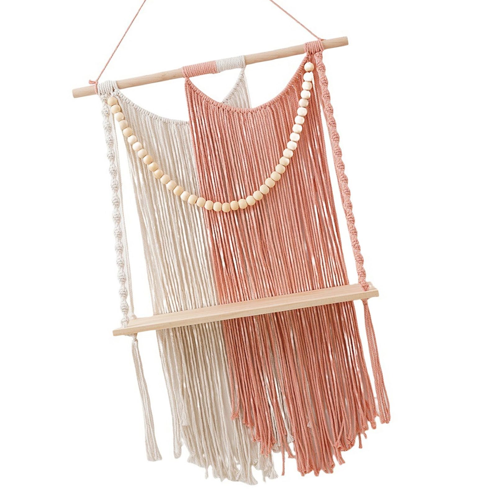 Mekalero Multicolor Single Layer Macrames Hanging Shelf With Sturdy Cotton Materials Floating Organizers For Small Space Organization Floating Organizers
