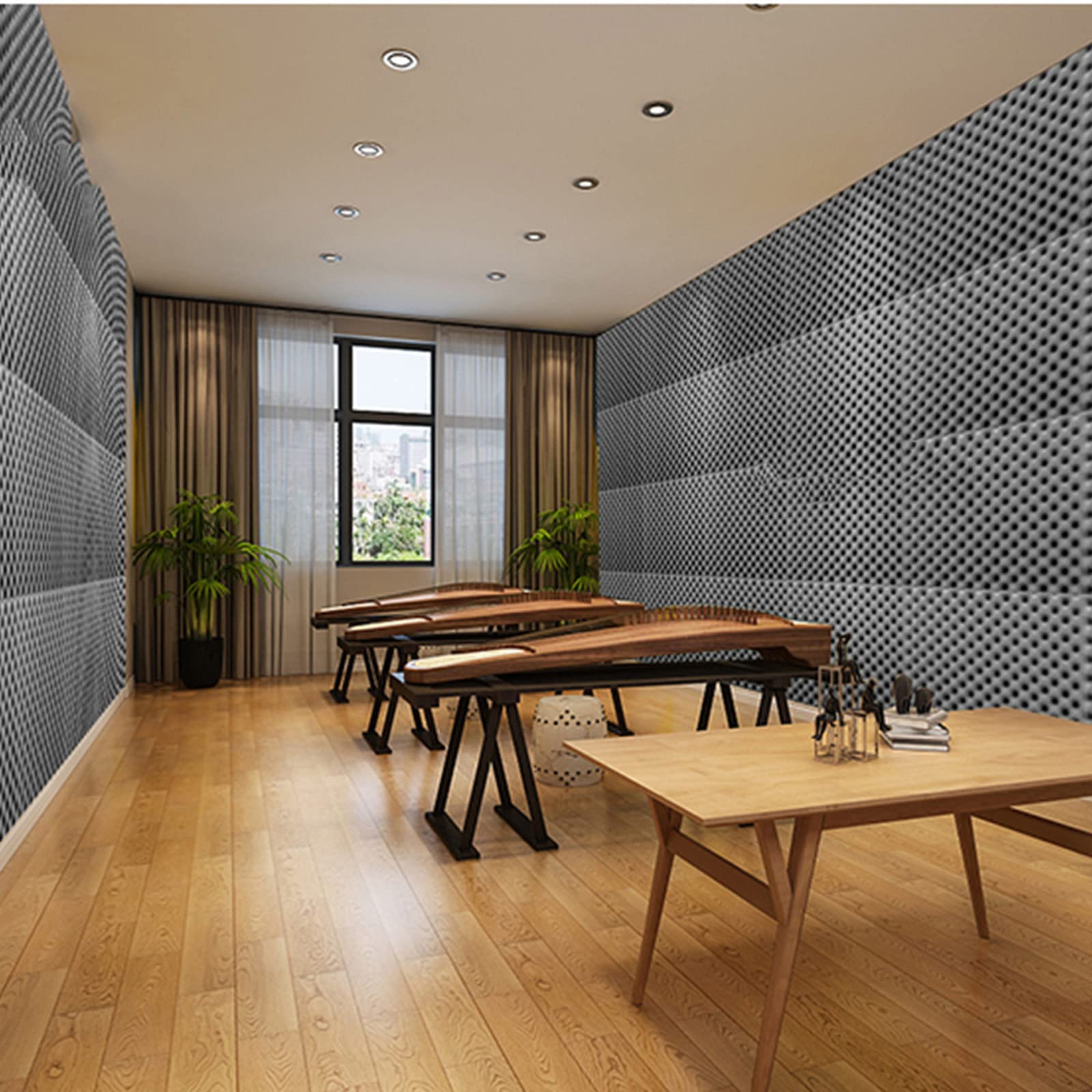 Pannelli fonoassorbenti in Schiuma Acustica di Alta qualità, Pannelli fonoassorbenti da Parete per Studio Acustico Spessi 3 cm per soffitto di Studio Domestico, multicolo,Giallo 3CM