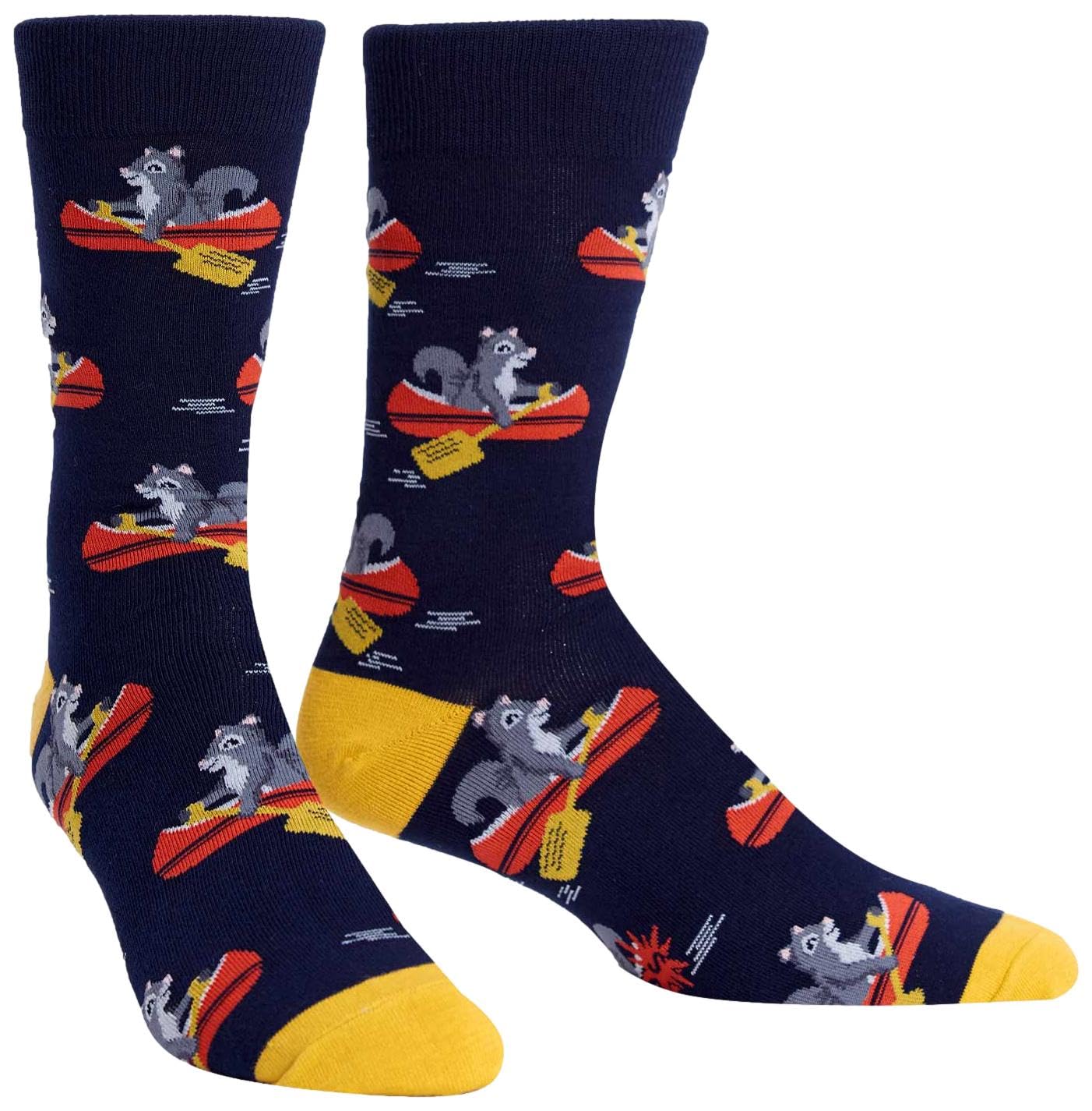 Keep on Paddling, Men's Crew Socks, Canoe Squirrel Socks