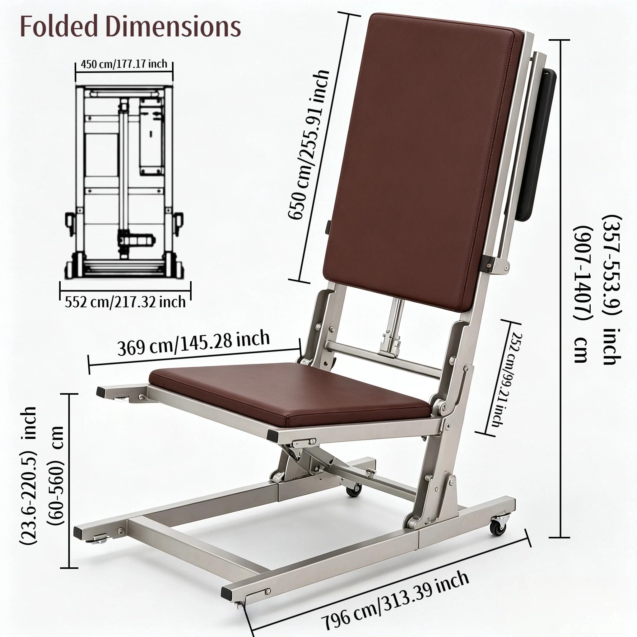 Genérico Sillón Eléctrico para Levantarse del Suelo, Silla de Elevación para Asistencia de Ancianos (hasta 120 kg), Elevador Móvil Compacto con Ruedas Grandes para Hogar y Cuidado