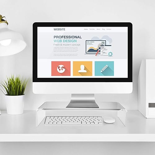 Miniatura 6 de Jetec 2 soportes acrílicos para monitor de escritorio de video acrílico para escritorio, estante de escritorio para computadora portátil, TV,