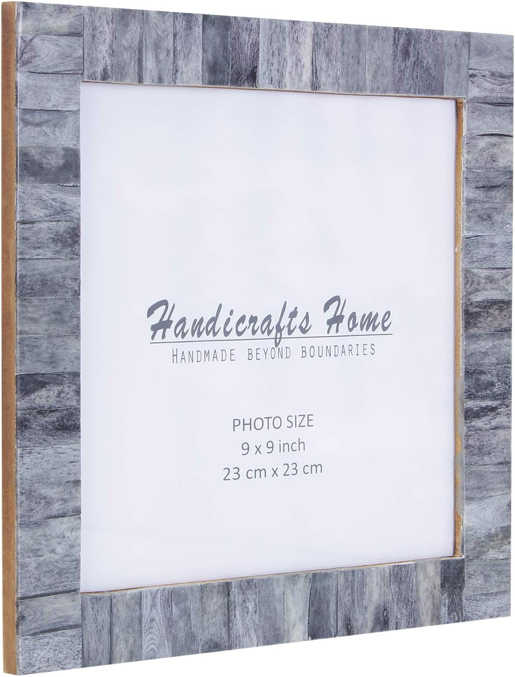 Handicrafts Home 9x9 Poster Frame - Grey Bone Inlay Classic Collection Wall Mount Decorative Picture Frame for Posters, Photos, Diplomas, Certificates, Art Work - Handmade Vintage Home Decor Gift