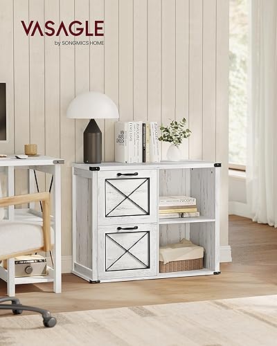Miniatura 2 de VASAGLE Archivador lateral, archivador con 2 cajones, soporte para impresora, 2 compartimentos abiertos, apto para tamaño A4, tamaño carta, carpetas