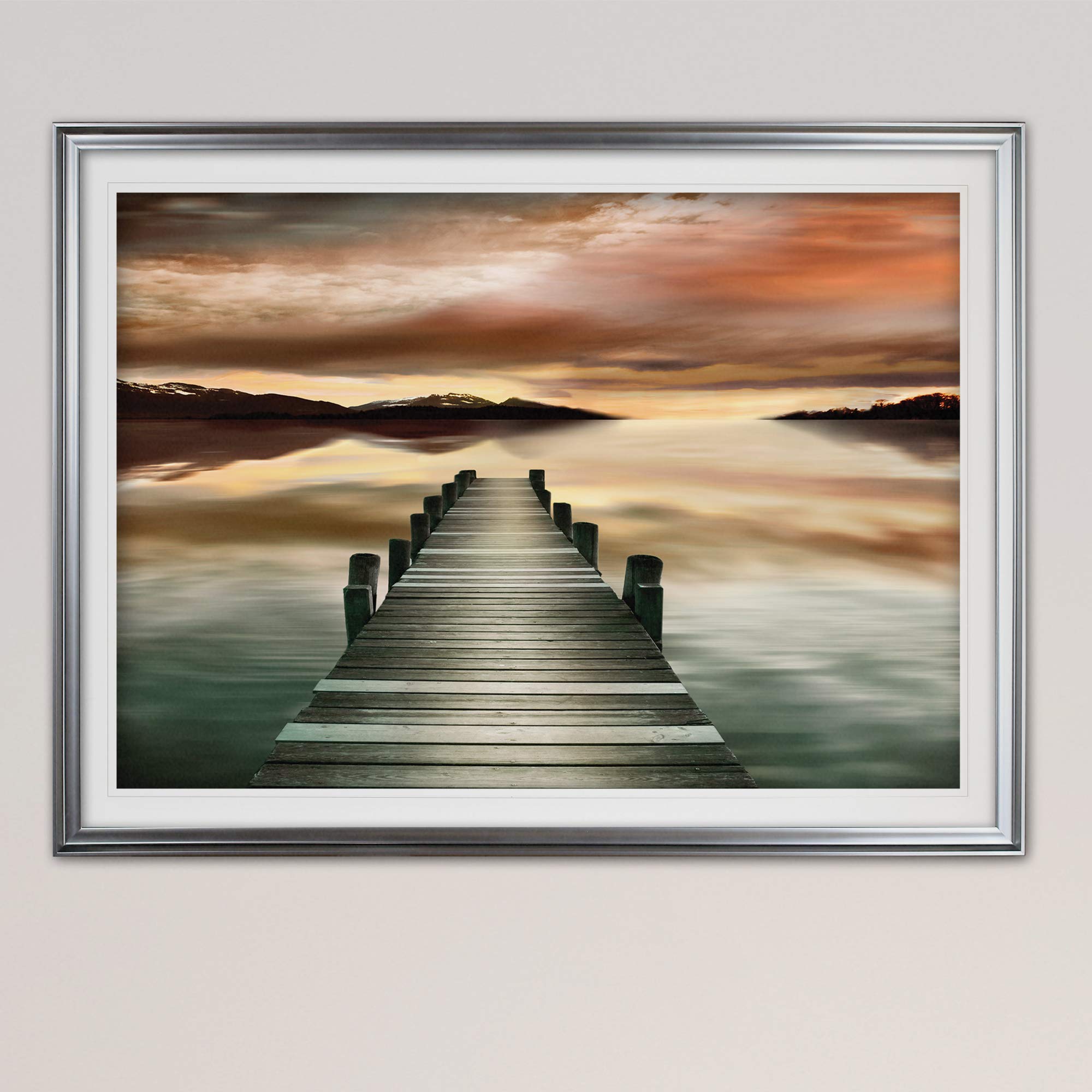 Renditions Gallery HAC17-J0168-2436SF Equine Plate V Horses Art Framed Photography Illustration Landscape Painting Giclee Canvas Prints Wall Decor, Silver