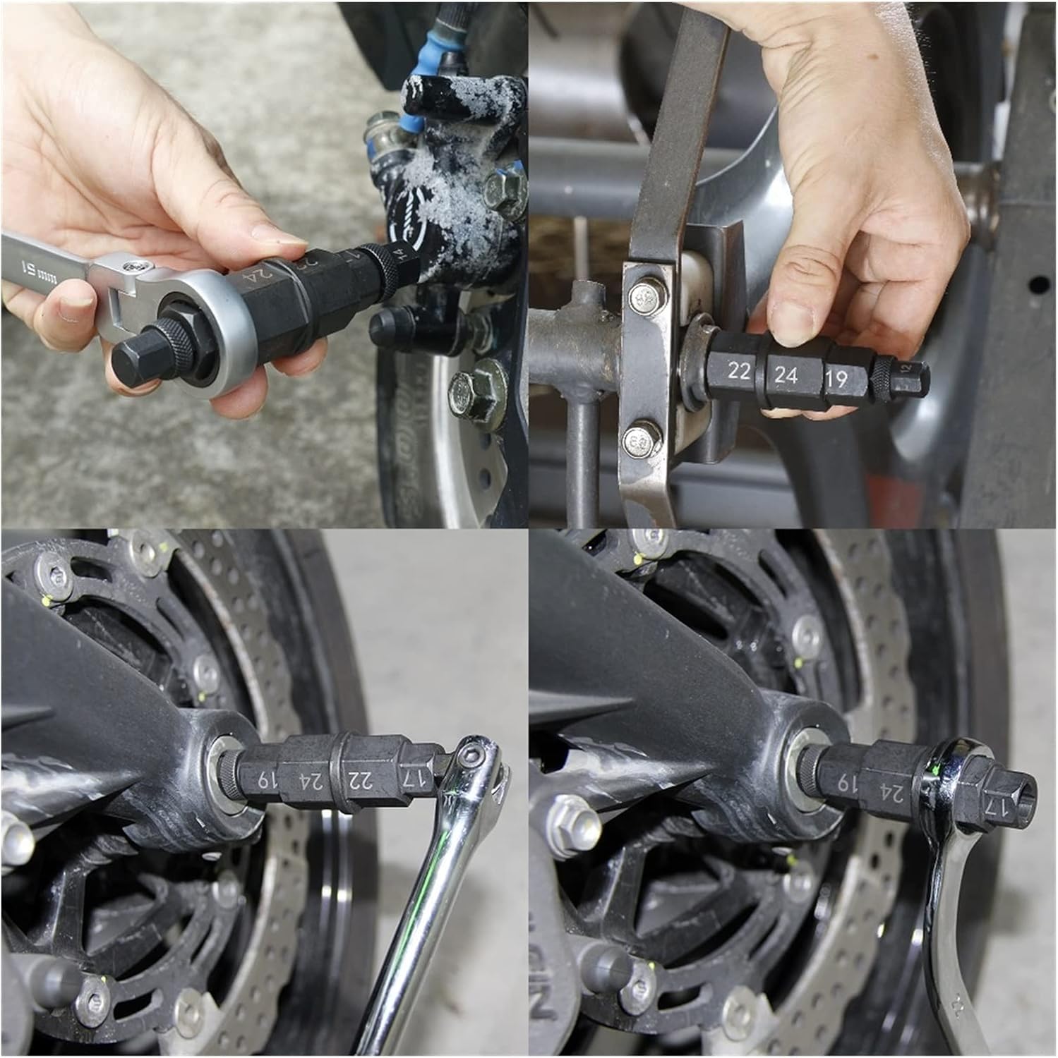 Chiave Esagonale per Ruota Moto 12/14/17/19/22/24mm 6 in 1 Strumento per ASSE Esagonale