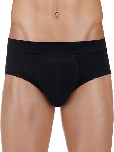 Ropa interior de algodón para incontinencia urinaria lavable y reutilizable para hombres, con zona frontal absorbente (XL, negro)