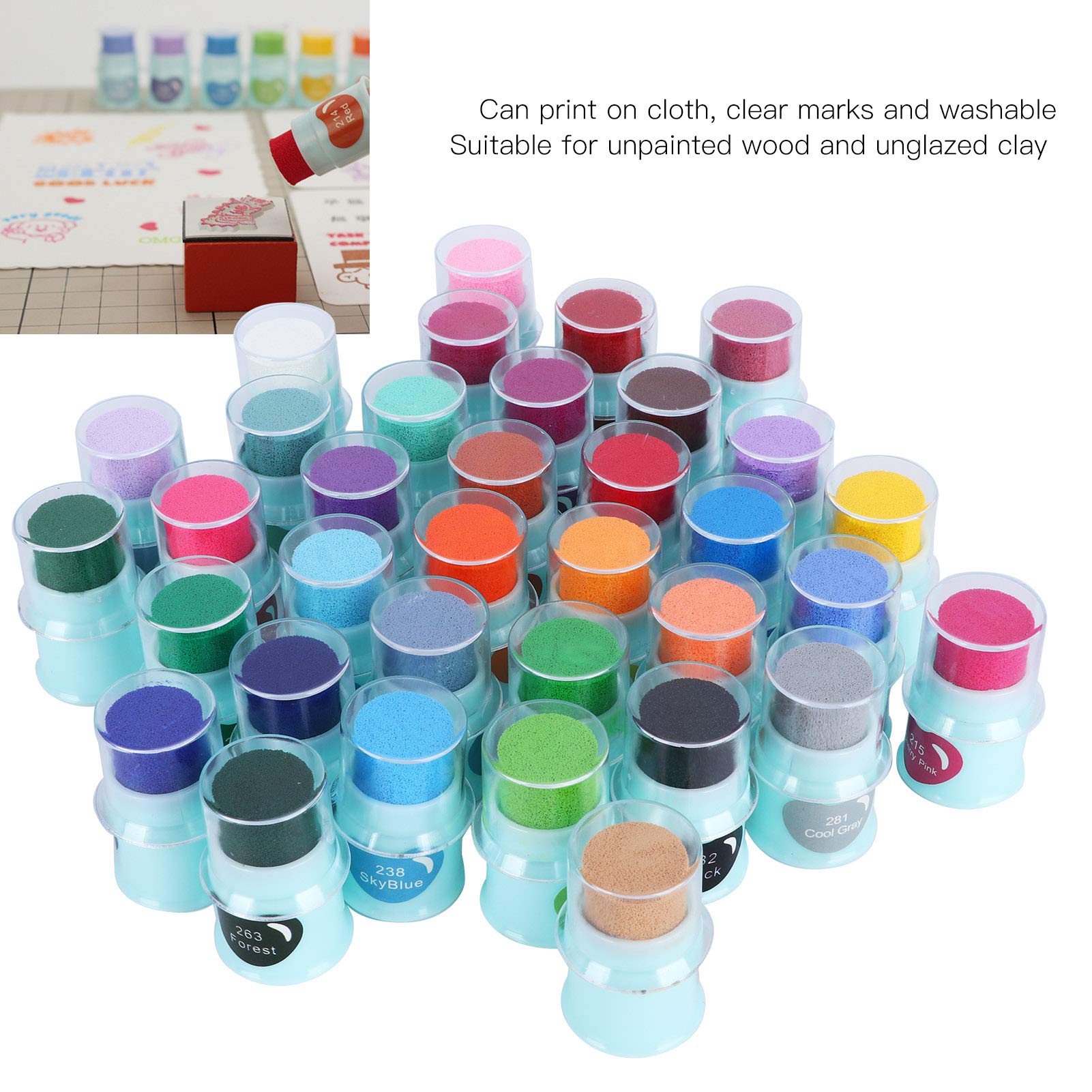 Set di tamponi per inchiostro da dita da 35 colori, non lavabili, brillanti, per timbri fai da te, per progetti artistici creativi su carta, stoffa, legno, argilla, ABS, sp