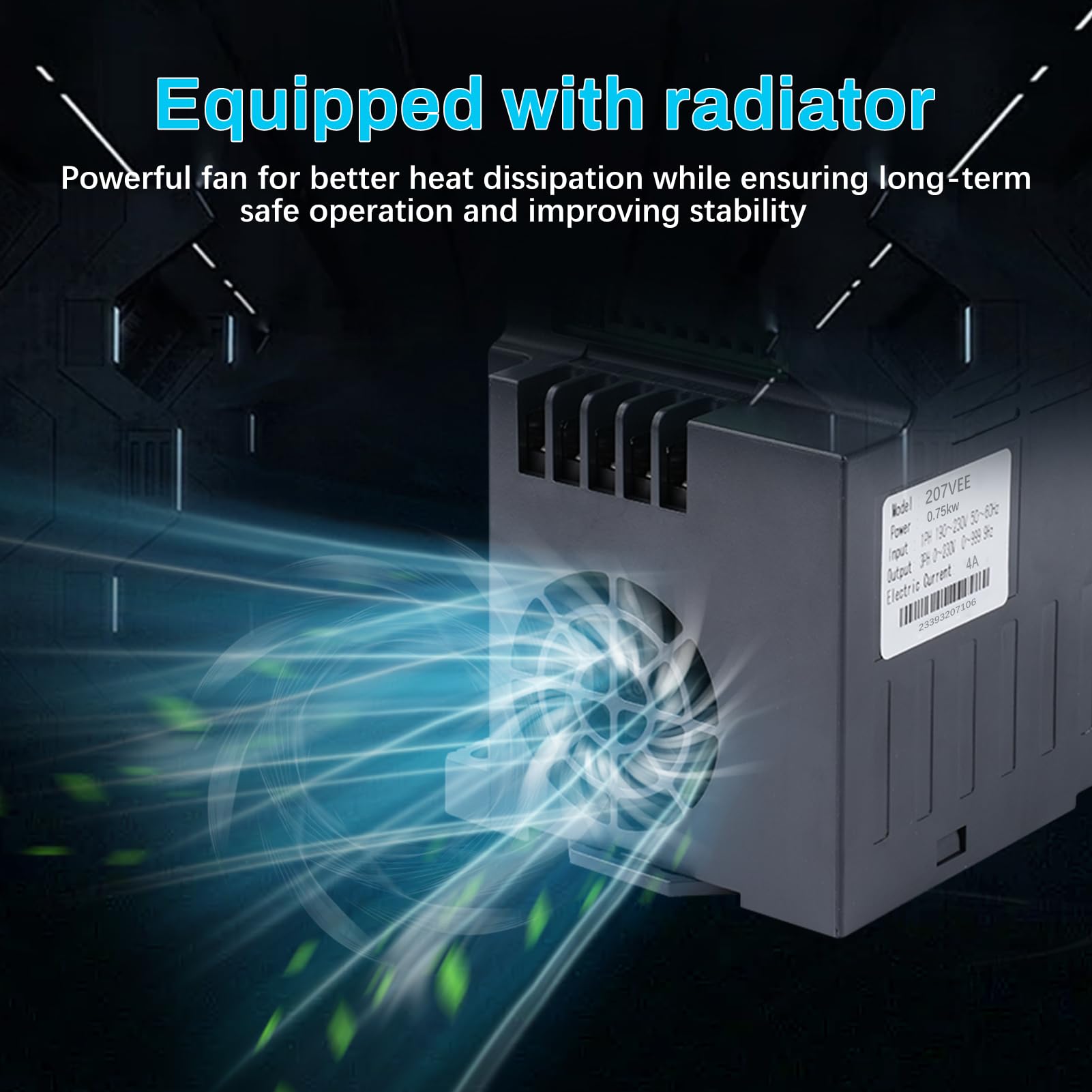 0,75kw Variador de frecuencia 220V Entrada monofásica 220V Salida trifásica 220V Variador de frecuencia VFD Cuadro de control extraíble modelo 207VEE (con cable de extensión de 1,5m)