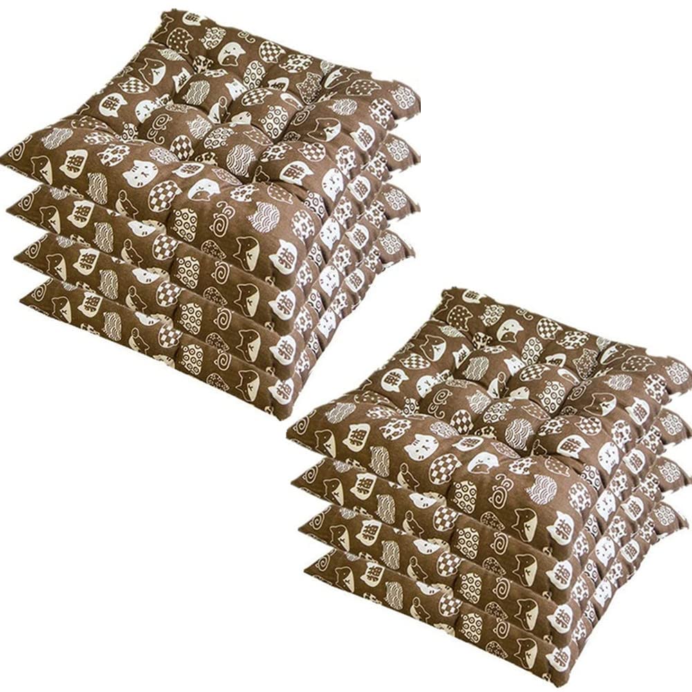 FTTKGRL 8 Pack Chair Pads,Premium Padded Cushion With Ties for Garden Patio Kitchen Dining,Decorative Chair Cushion for Indoor Outdoor Garden Office Living Room 40 x 40 cm (Style B)