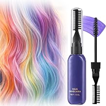 Purple Hair Mascara - Semi-Permanent Temporary Washable Hair Colour, Dual Comb Brush Applicator for Eyelash & Eyebrow Makeup, Quick-Drying Non-Sticky Formula, 15ml